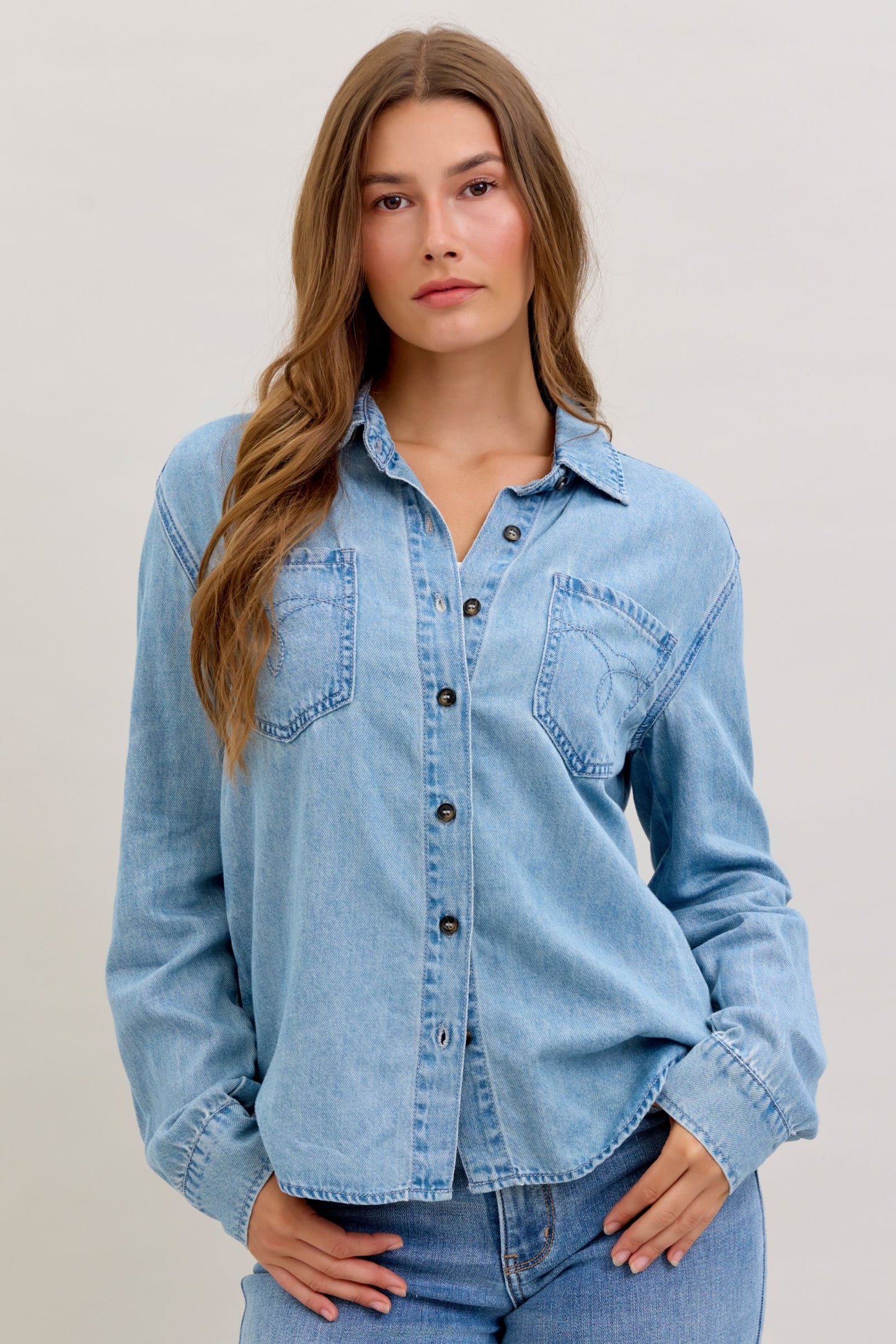 Judy Blue Essential Denim Button Down Shirt