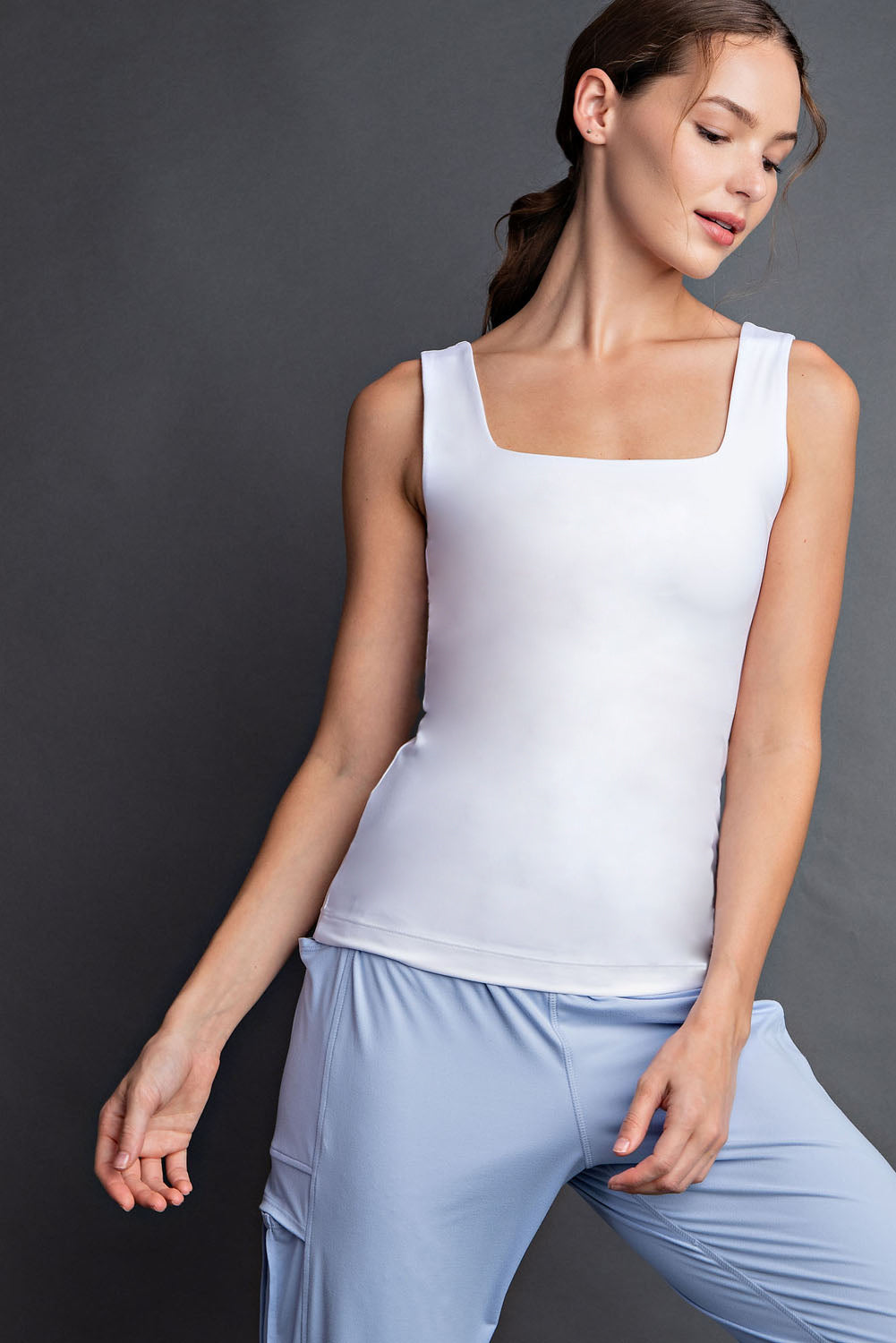Always Right Square Neck Tank in White