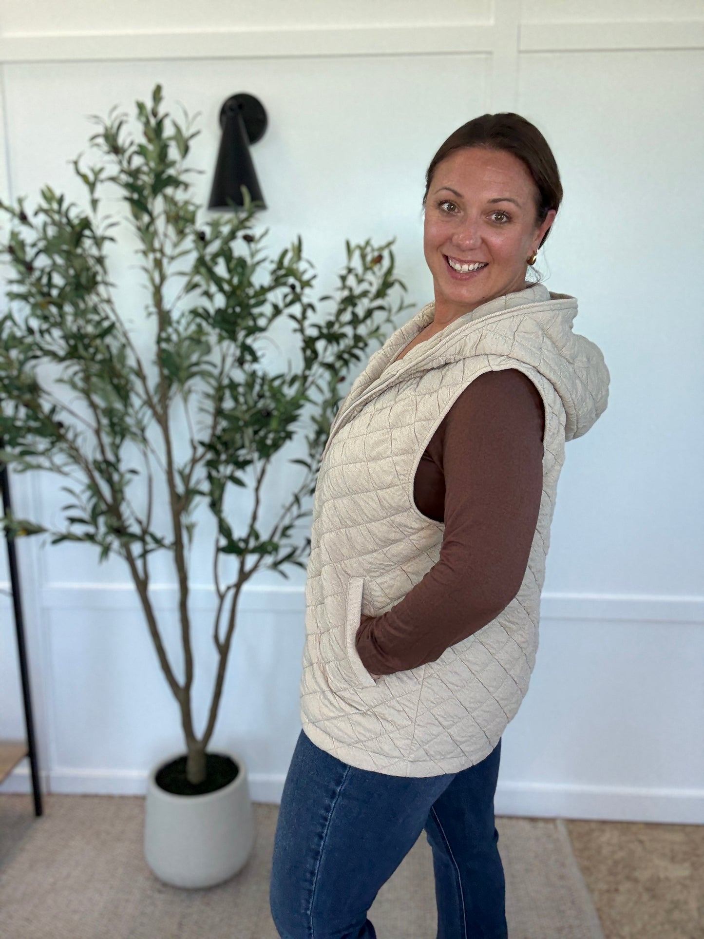 Michelle Mae Alyssa Long Sleeve Top - Brown