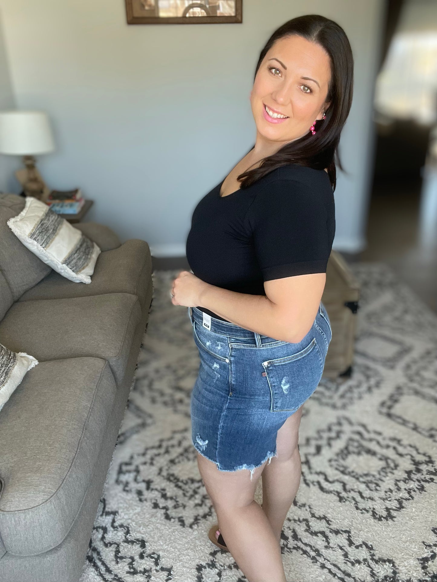 Hallie Hi-Lo Mid-Rise Judy Blue Destroyed Shorts