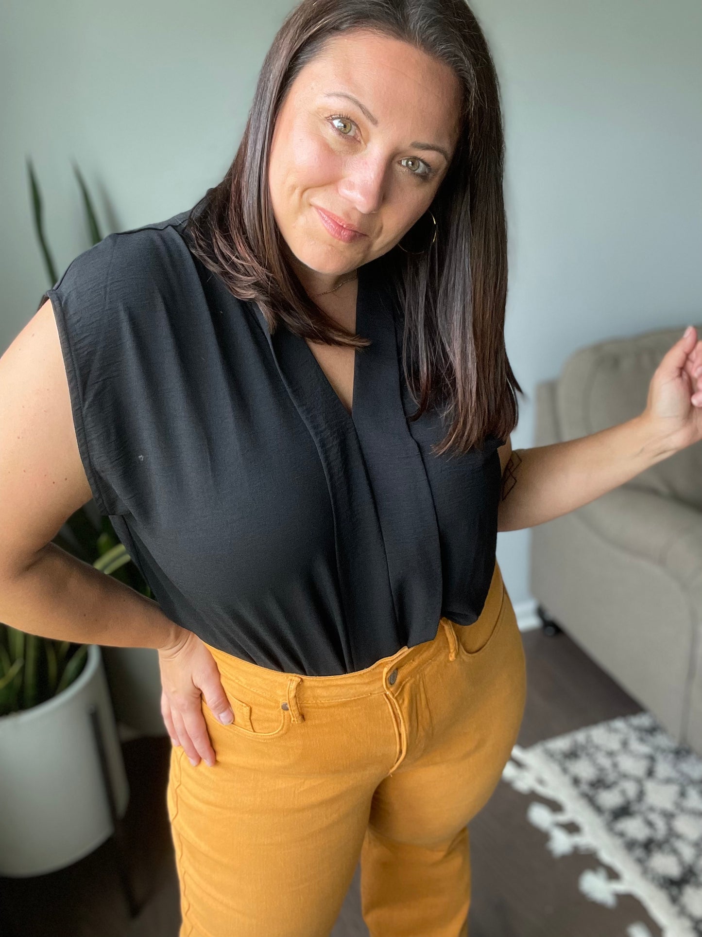 Melinda High Rise Control Top Flare Jeans in Dark Marigold