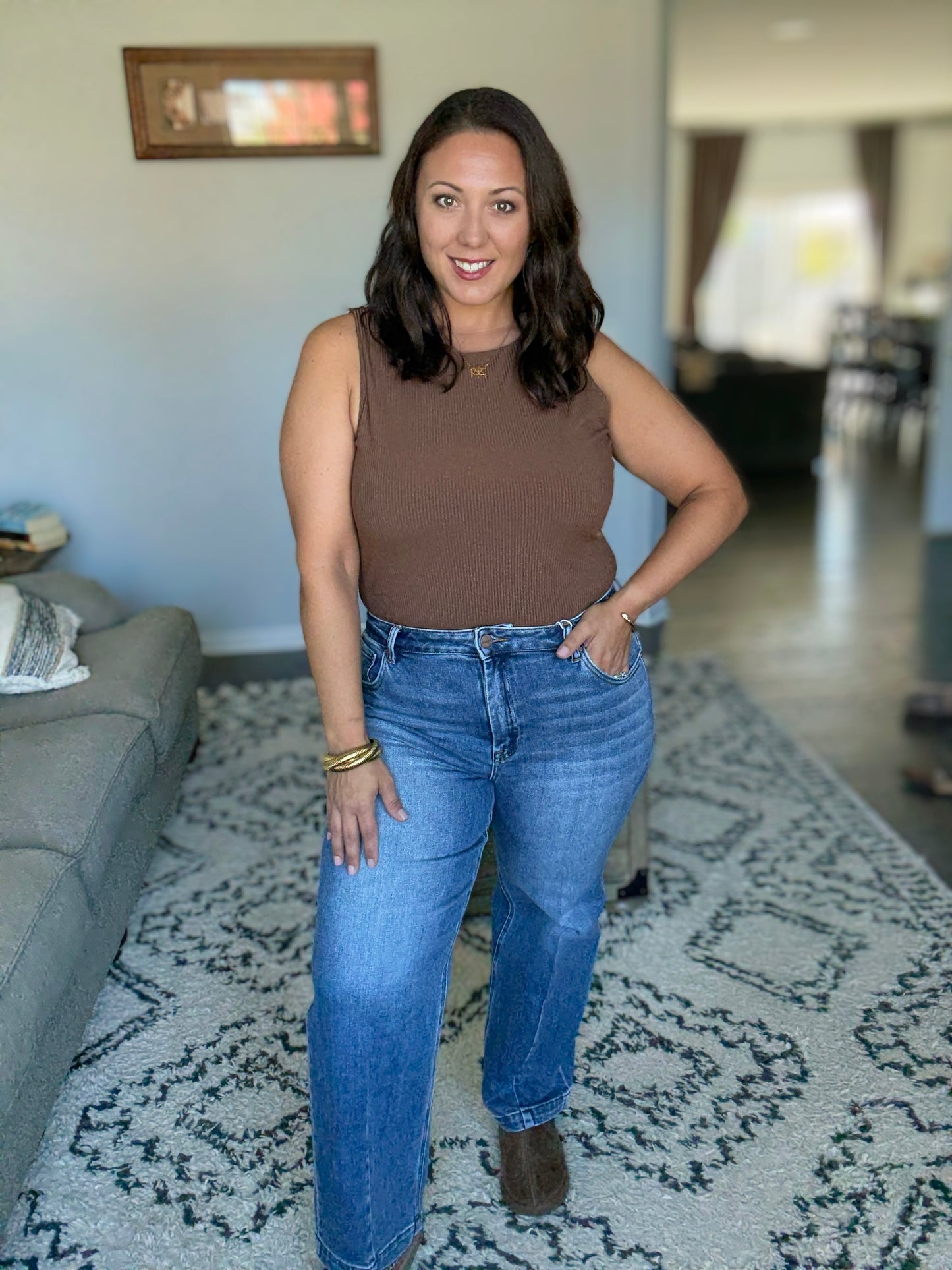 RISEN High Rise Tapered Cropped Boyfriend Jeans