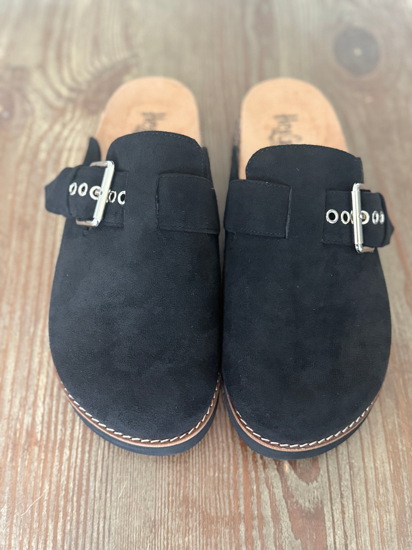 Corky's Black Vegan Suede Day Dream Clog Shoes in Black