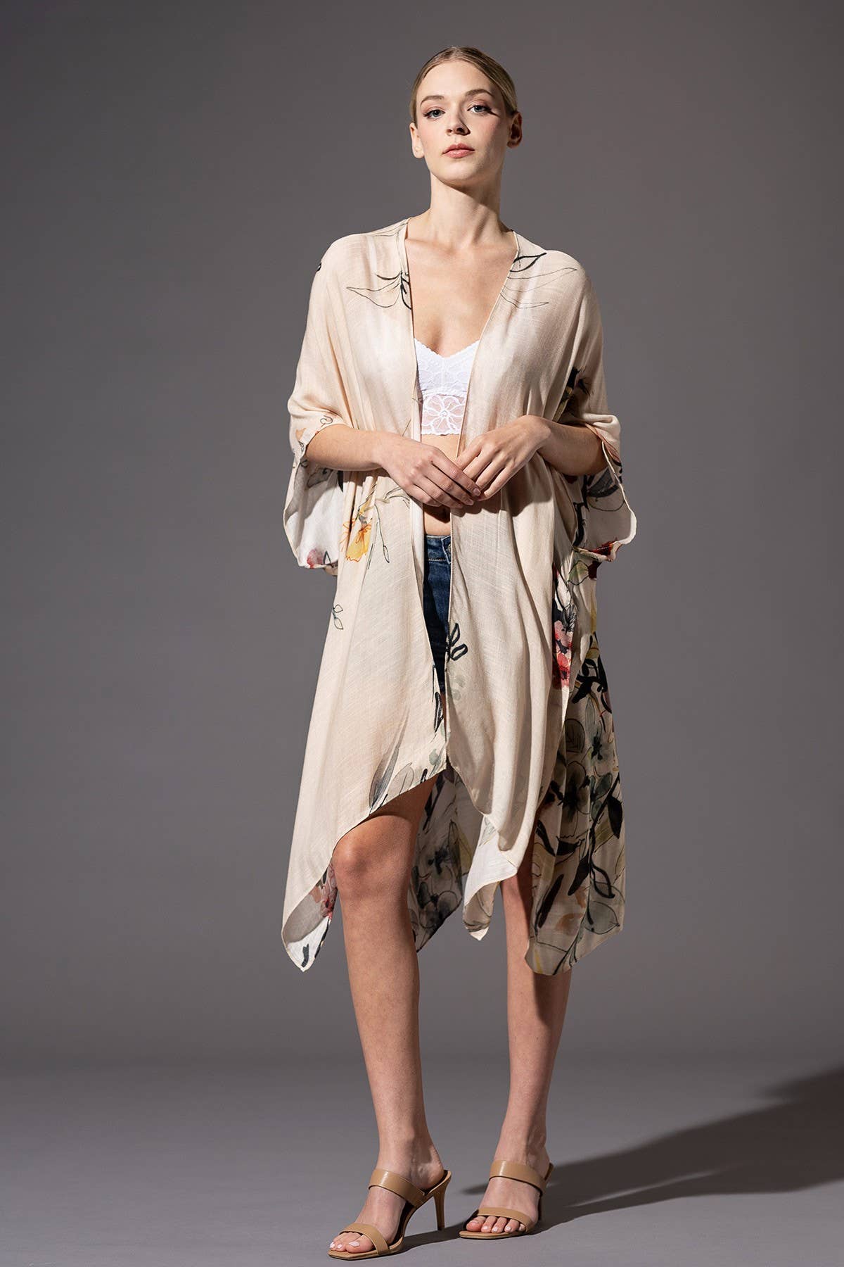 Northbrook Watercolor Floral Open Front Kimono