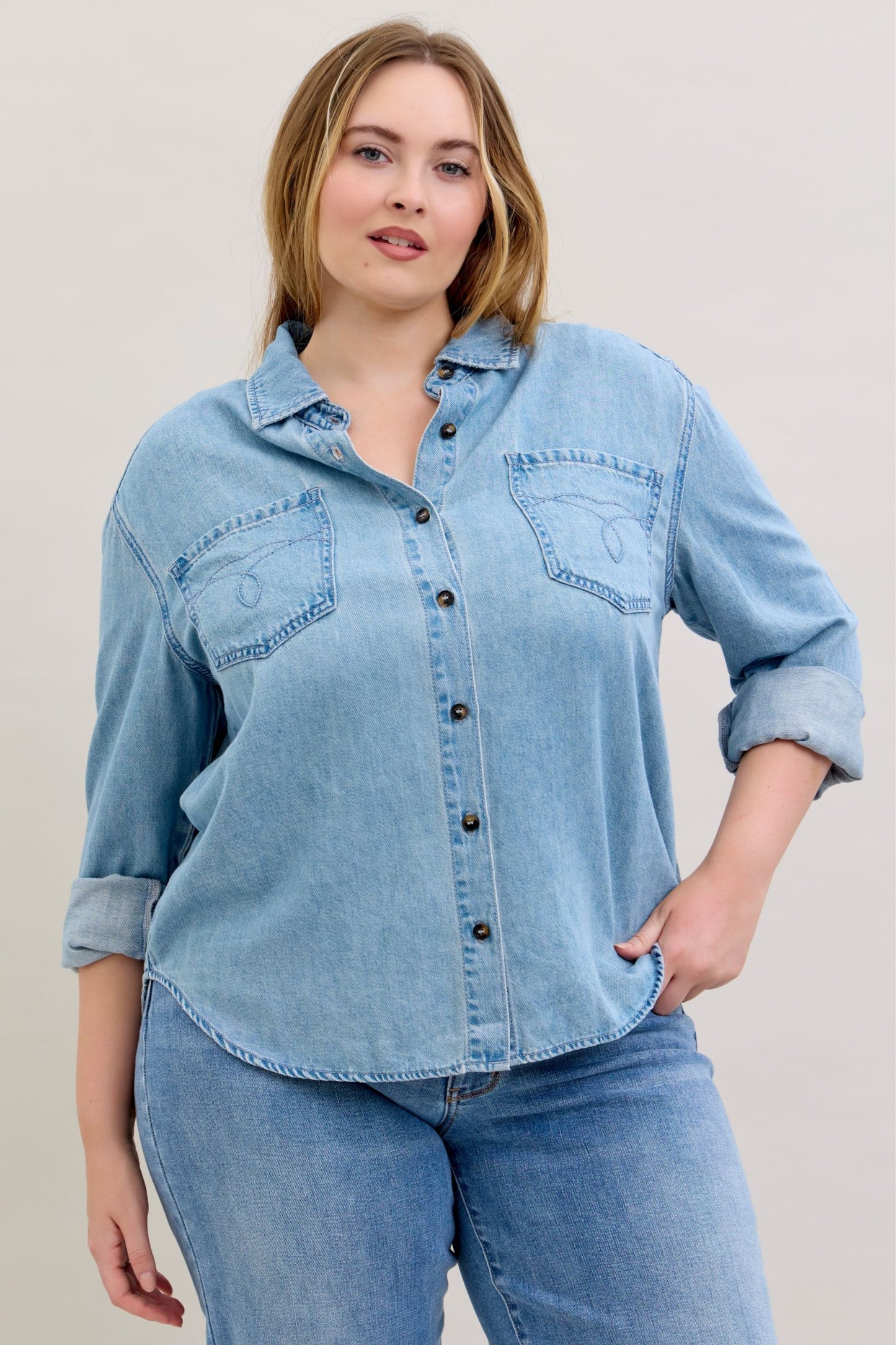 Judy Blue Essential Denim Button Down Shirt