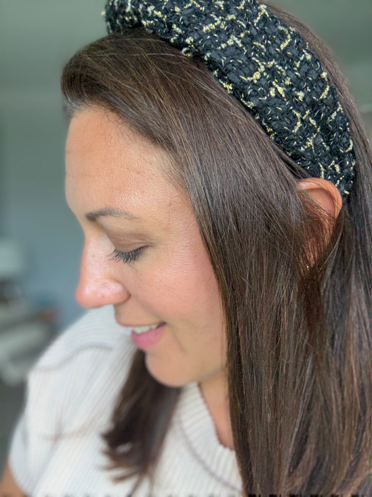 Knotted Tweed and Tinsel Headband in 2 Colors