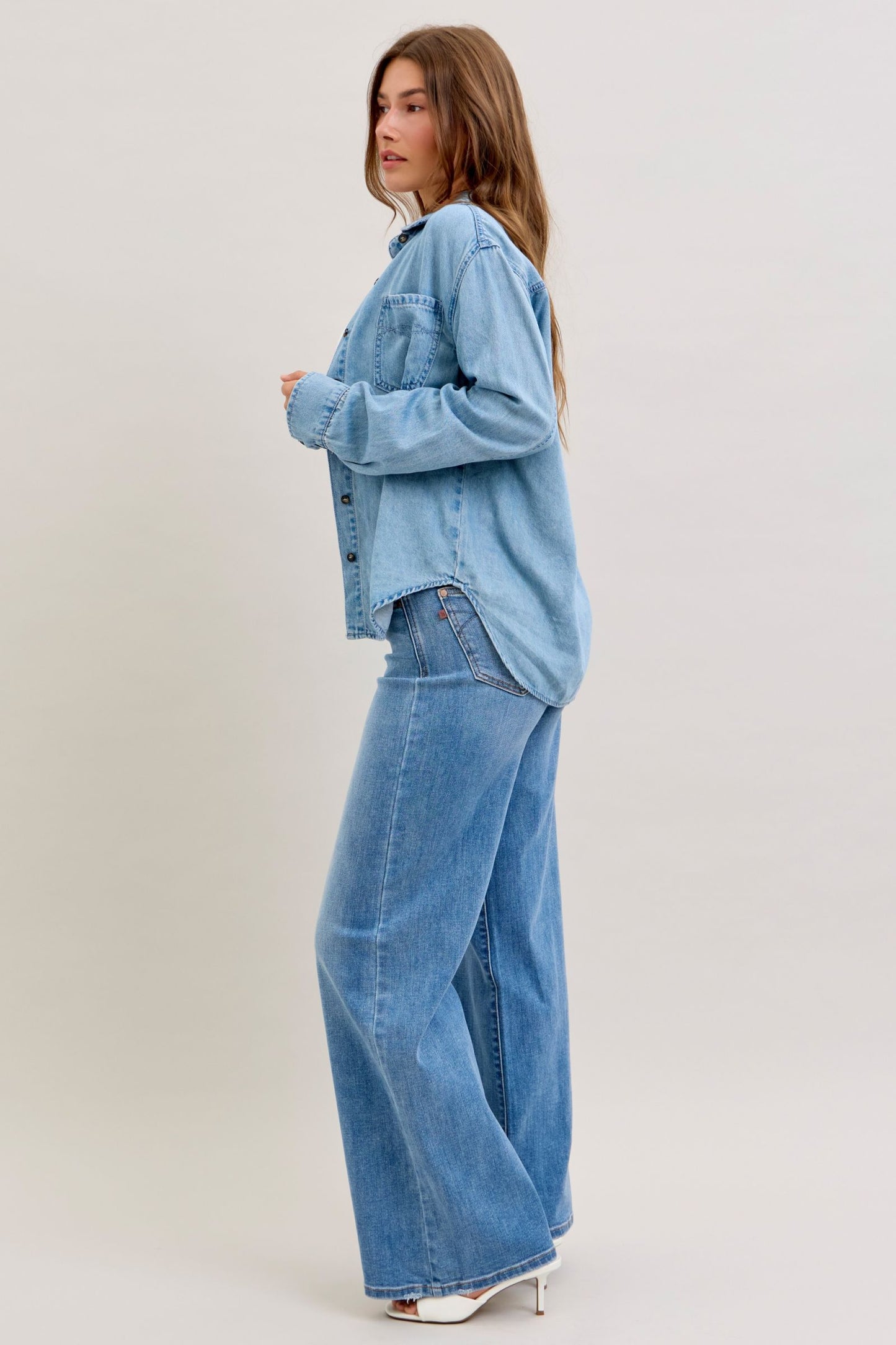 Judy Blue Essential Denim Button Down Shirt