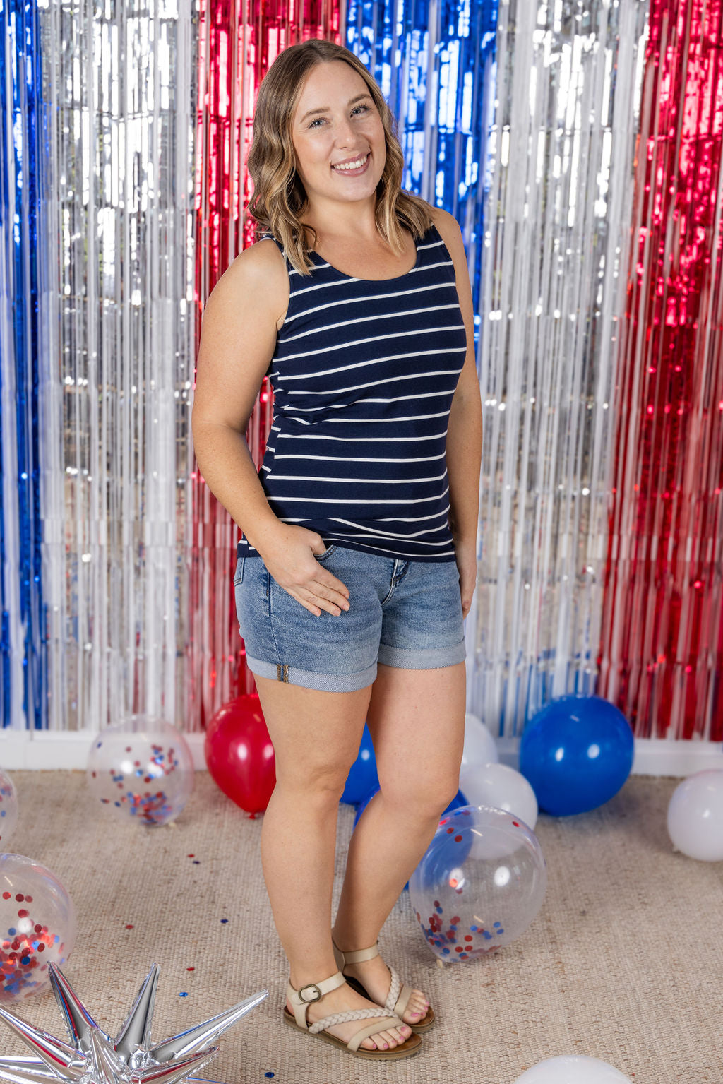 IN STOCK Tiffany Tank - Navy and White Stripes
