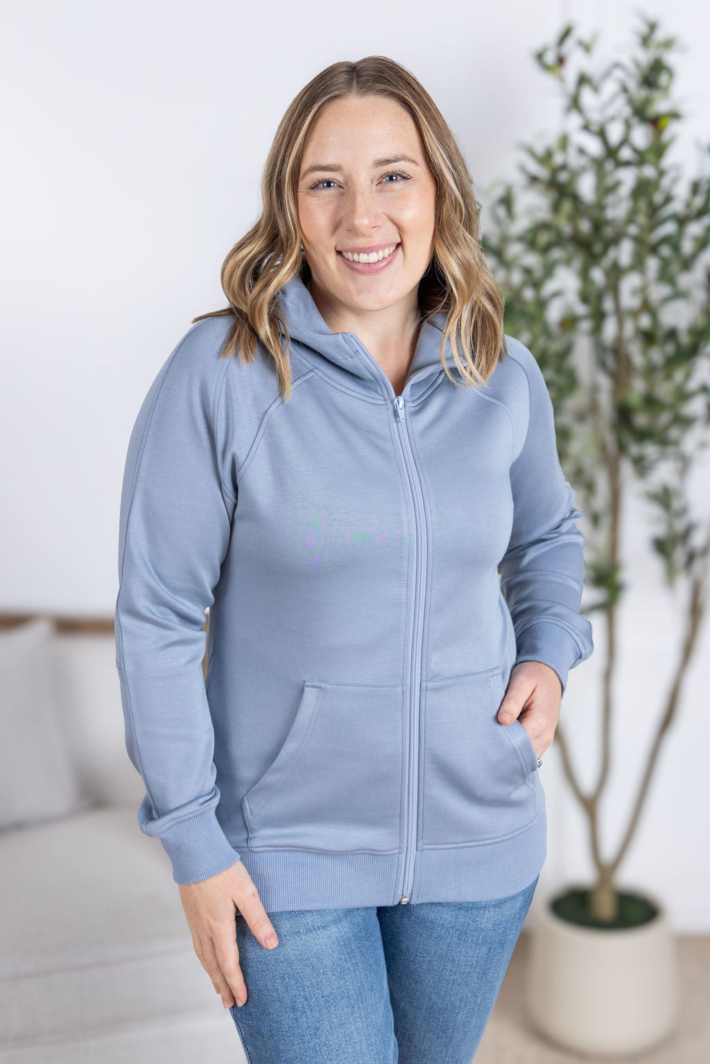 IN STOCK Scuba FullZip Hoodie - Dusty Blue