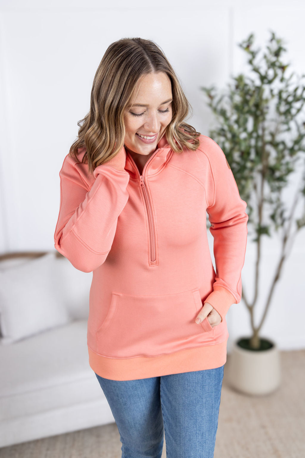 IN STOCK Scuba HalfZip Hoodie - Coral
