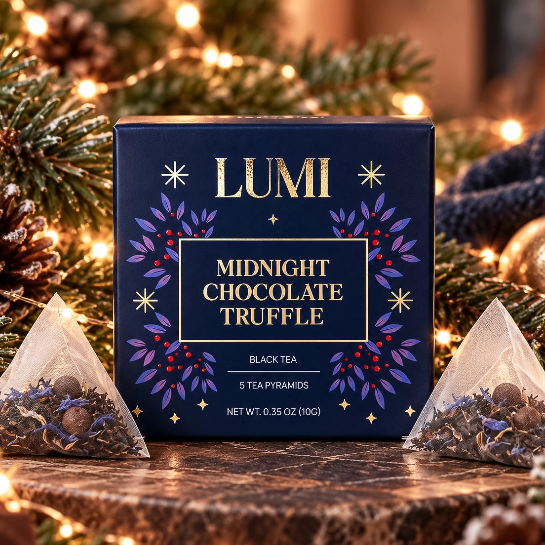 PREORDER Lumi Holiday Midnight Chocolate Truffle - 5 Premium Tea Bags