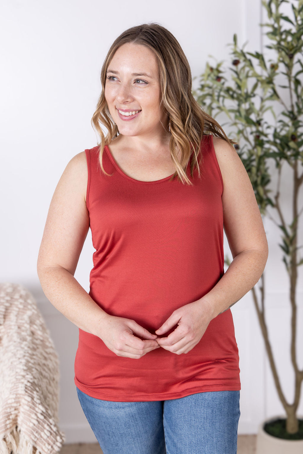 Michelle Mae Luxe Crew Tank - Papaya