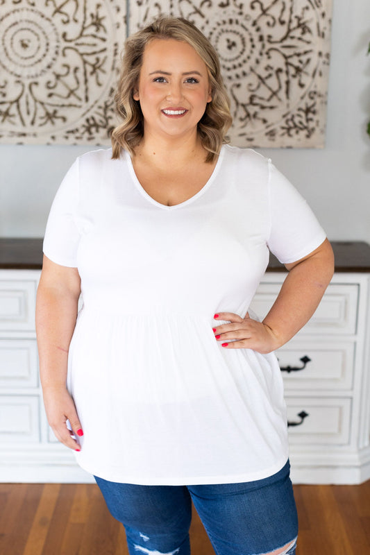 Michelle Mae Sarah Ruffle Top - White