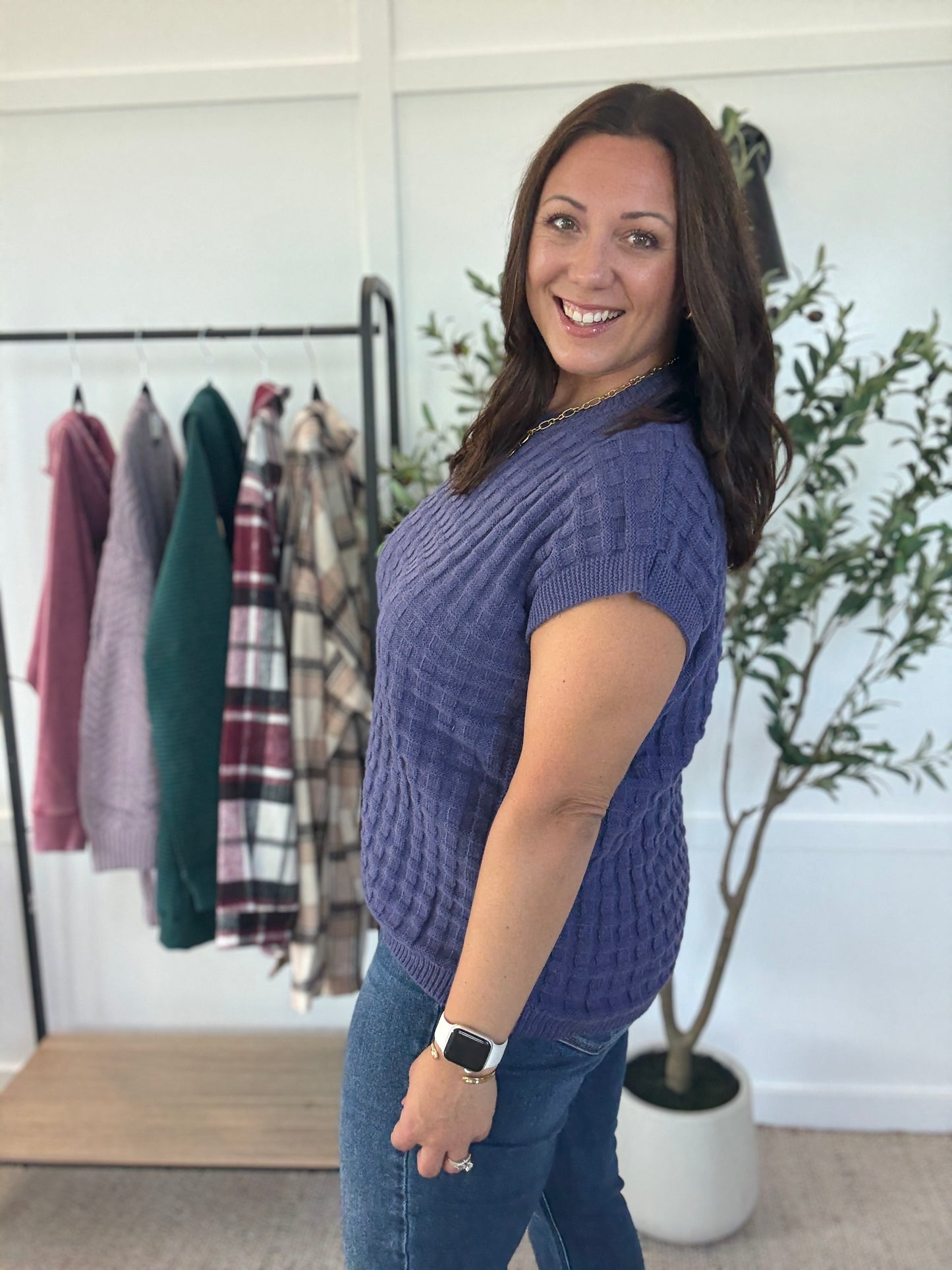 Michelle Mae Kelly Knitted Top - Slate Purple