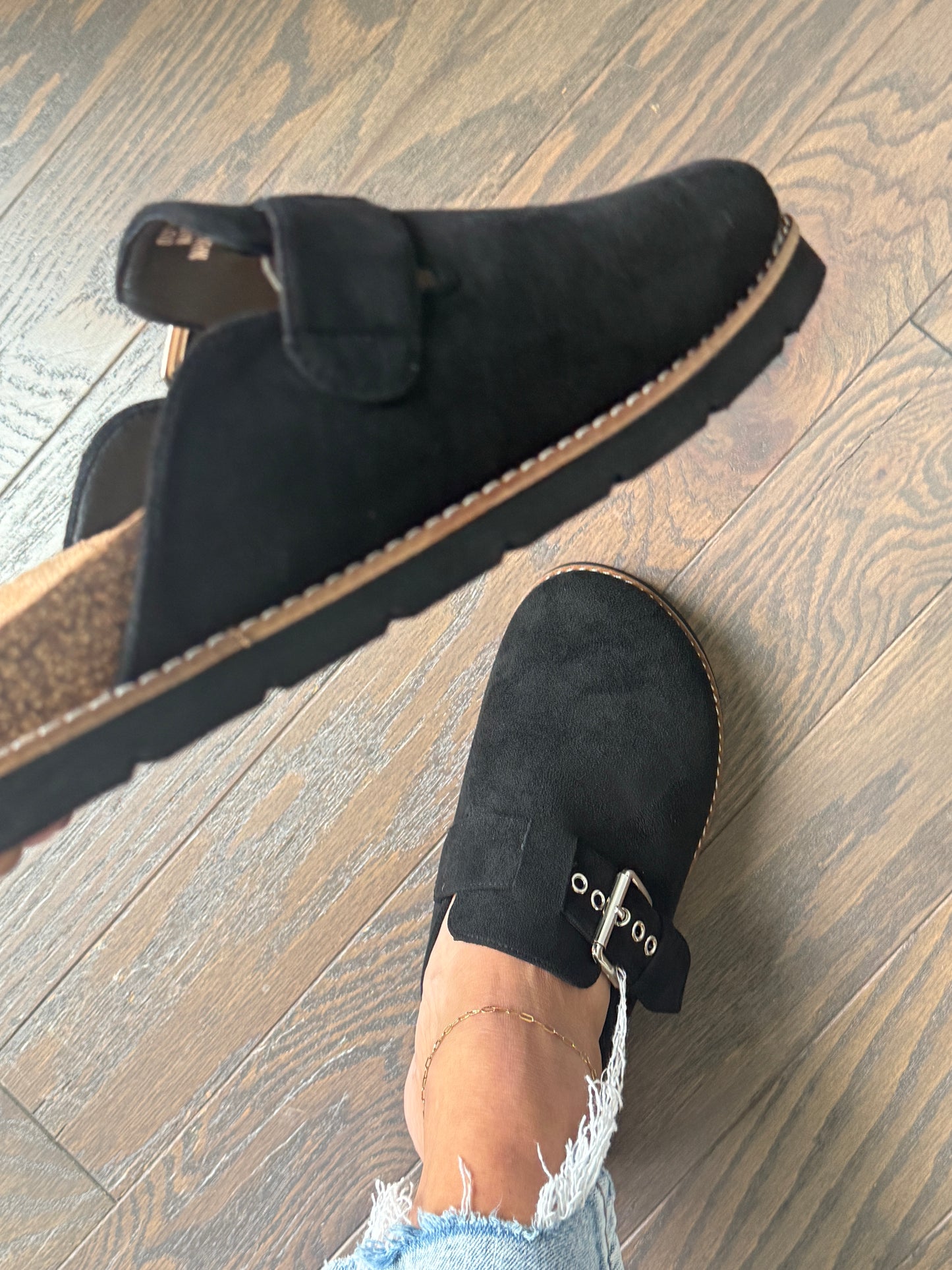 Corky's Black Vegan Suede Day Dream Clog Shoes in Black