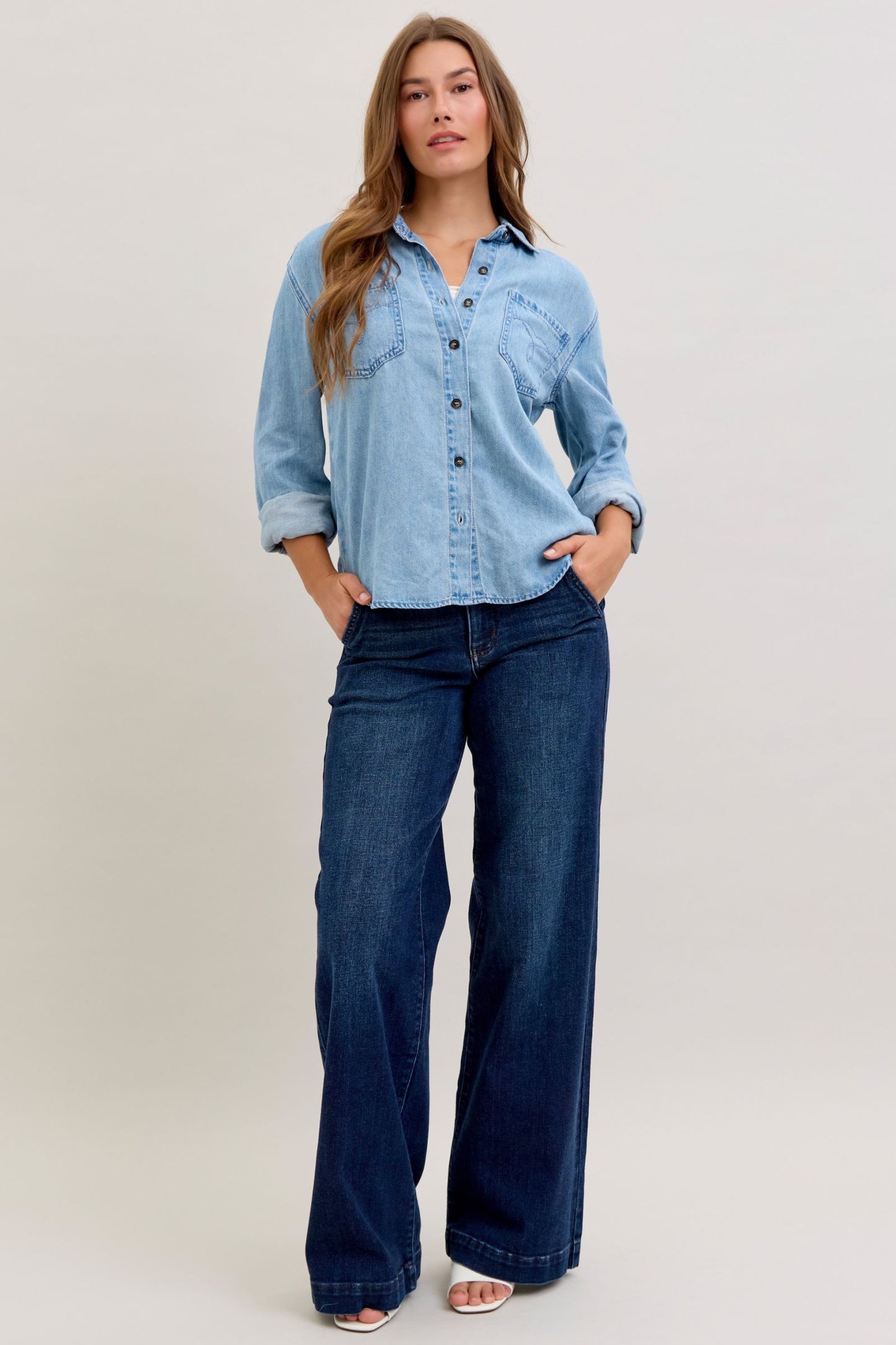 Judy Blue Essential Denim Button Down Shirt