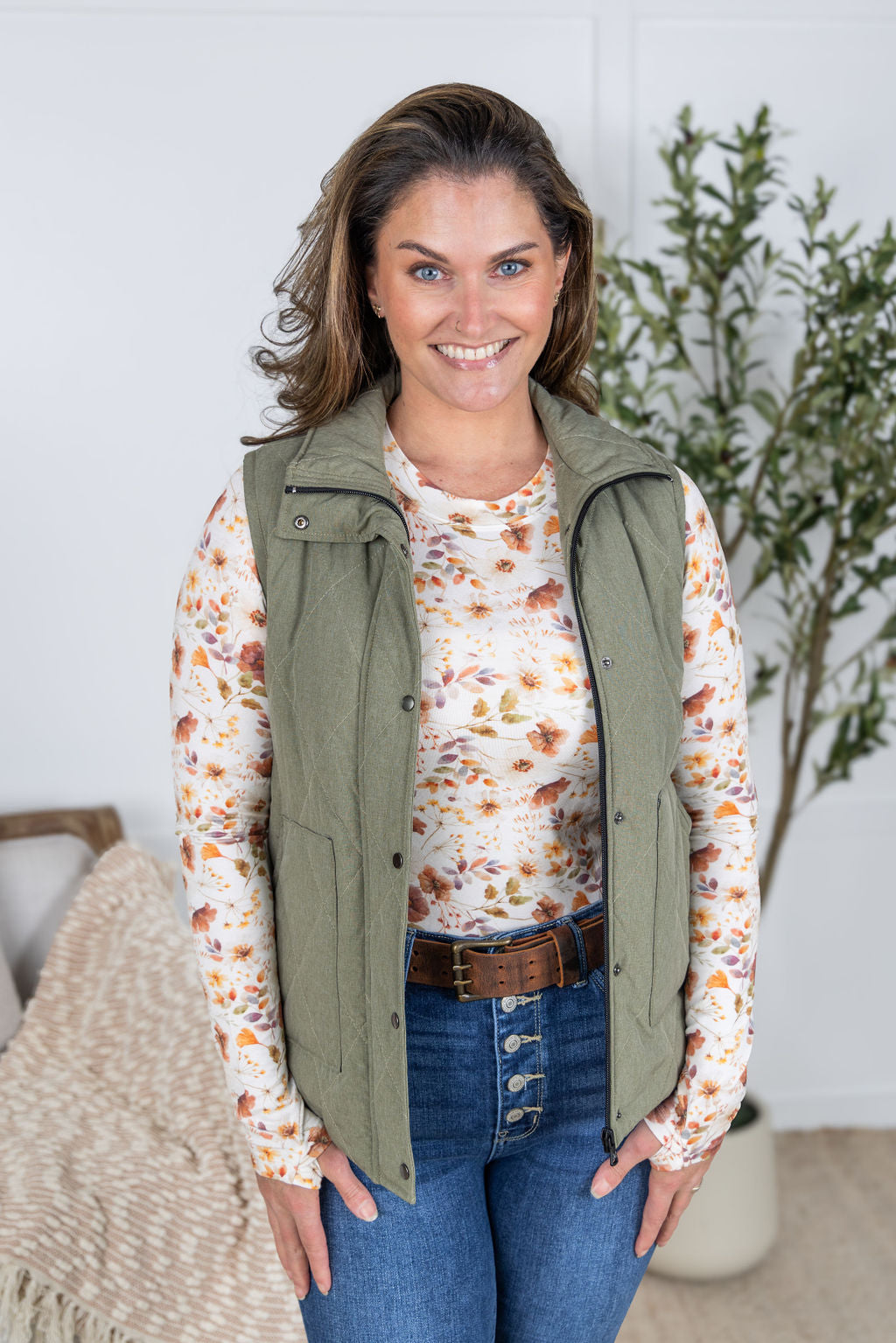 IN STOCK Remy Zip Up Vest - Heathered Sage