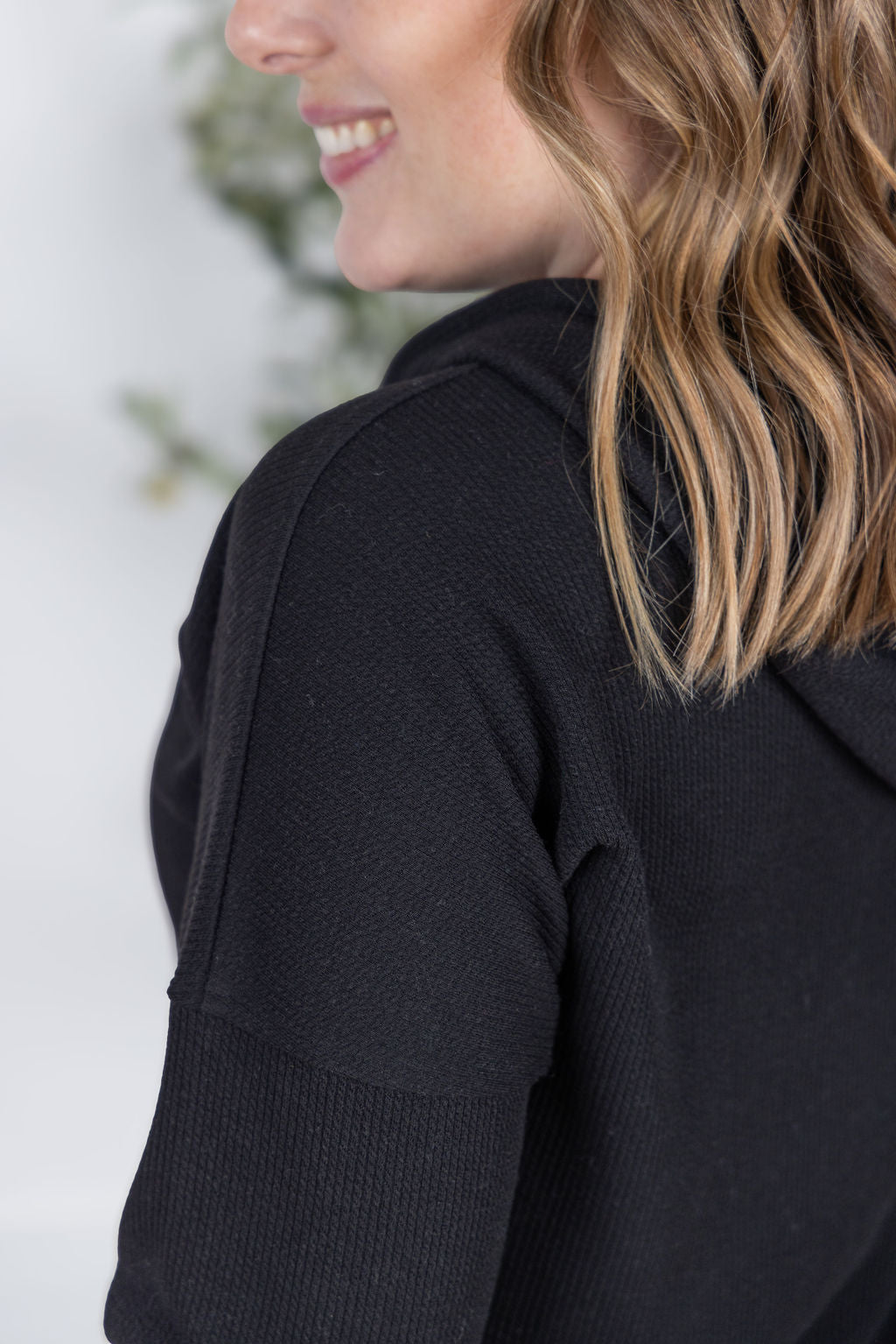 Michelle Mae Kacey Ribbed Hoodie - Black