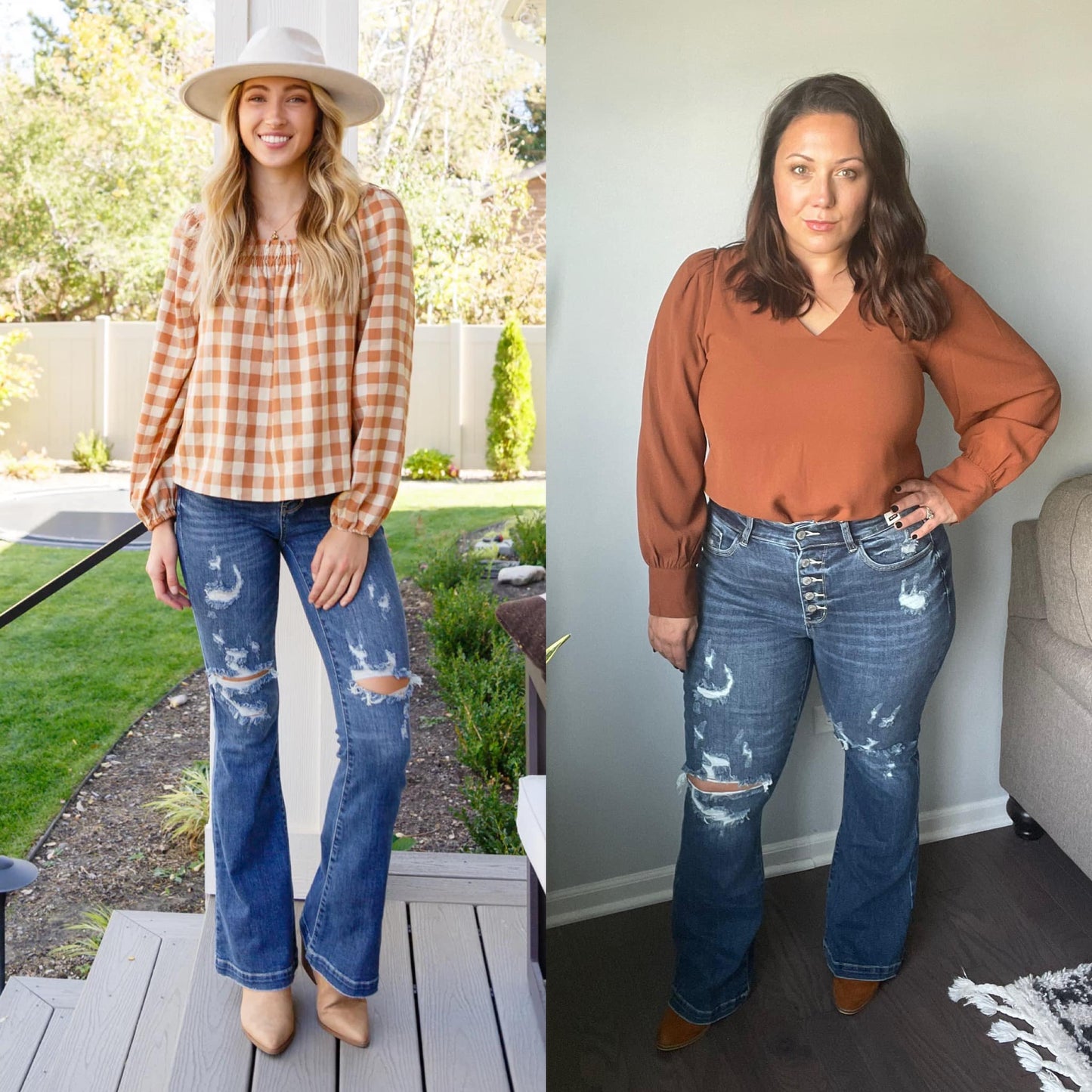 Gabriella Mid Rise Distressed Button Fly Flare