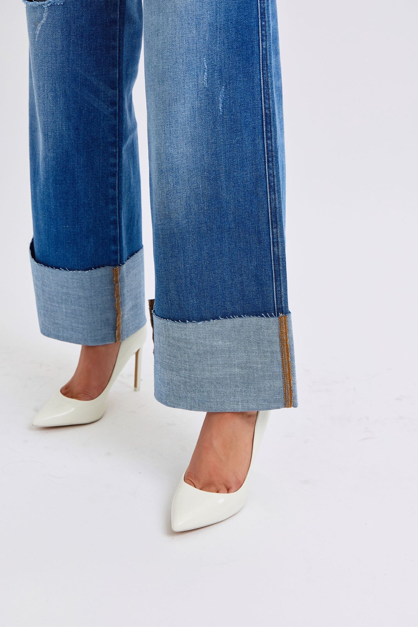 Judy Blue Distressed High Rise Wide Leg Jeans