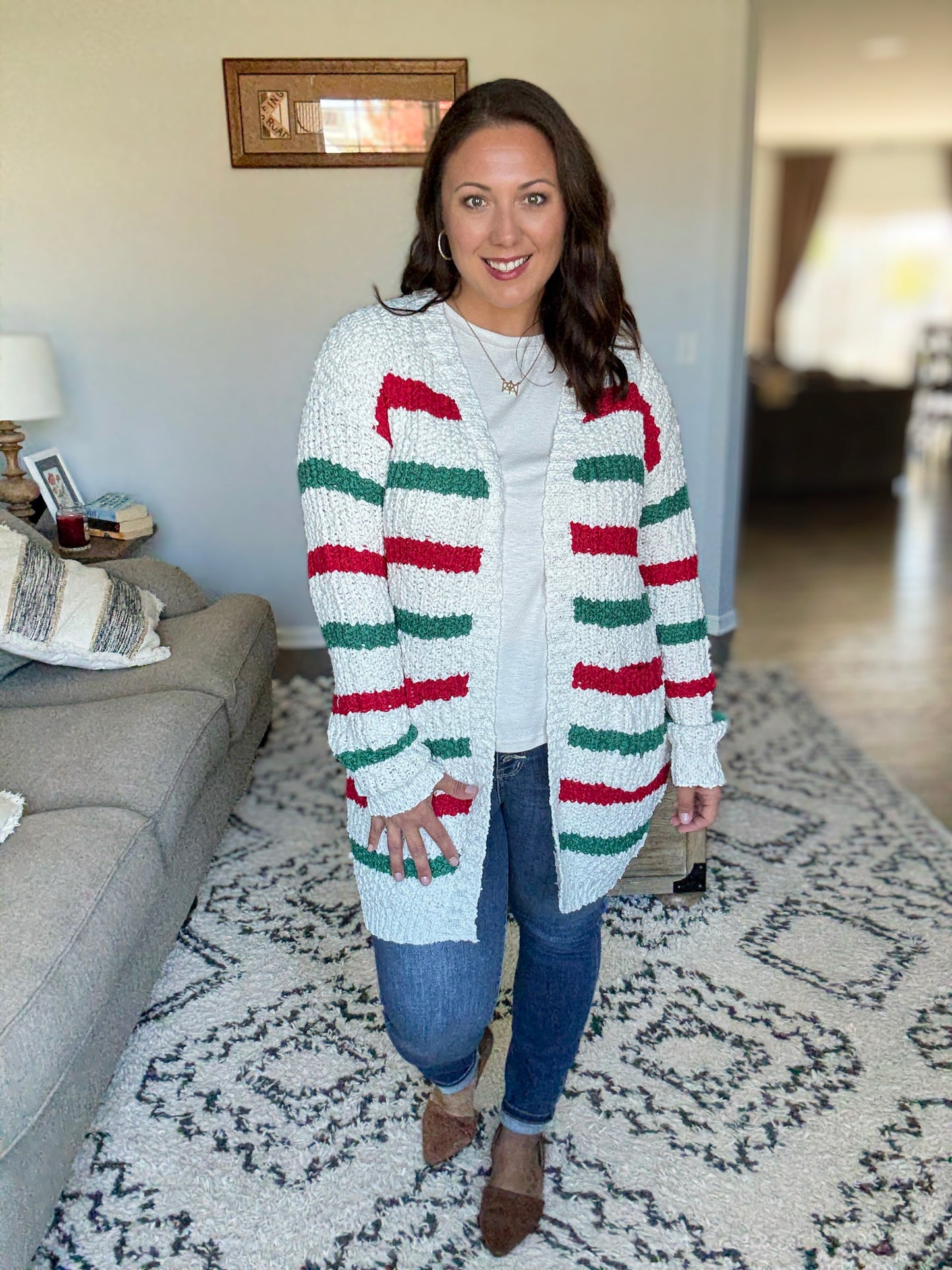Michelle Mae Stripe Cardigan - Christmas Stripe