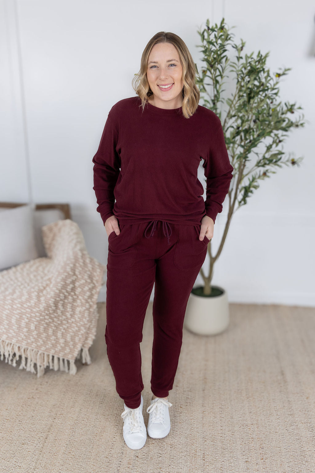 IN STOCK Corrine Joggers - Burgundy