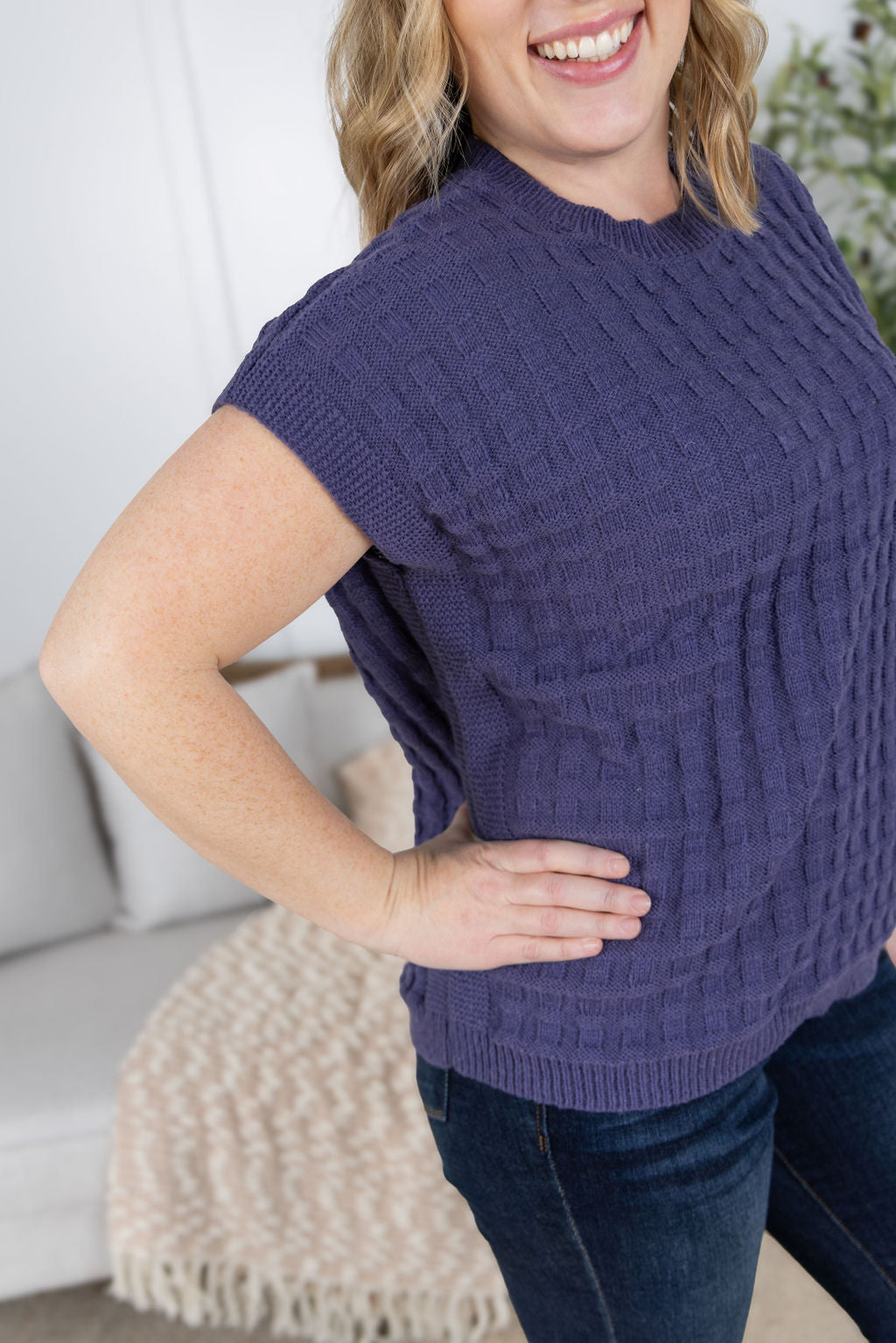 Michelle Mae Kelly Knitted Top - Slate Purple