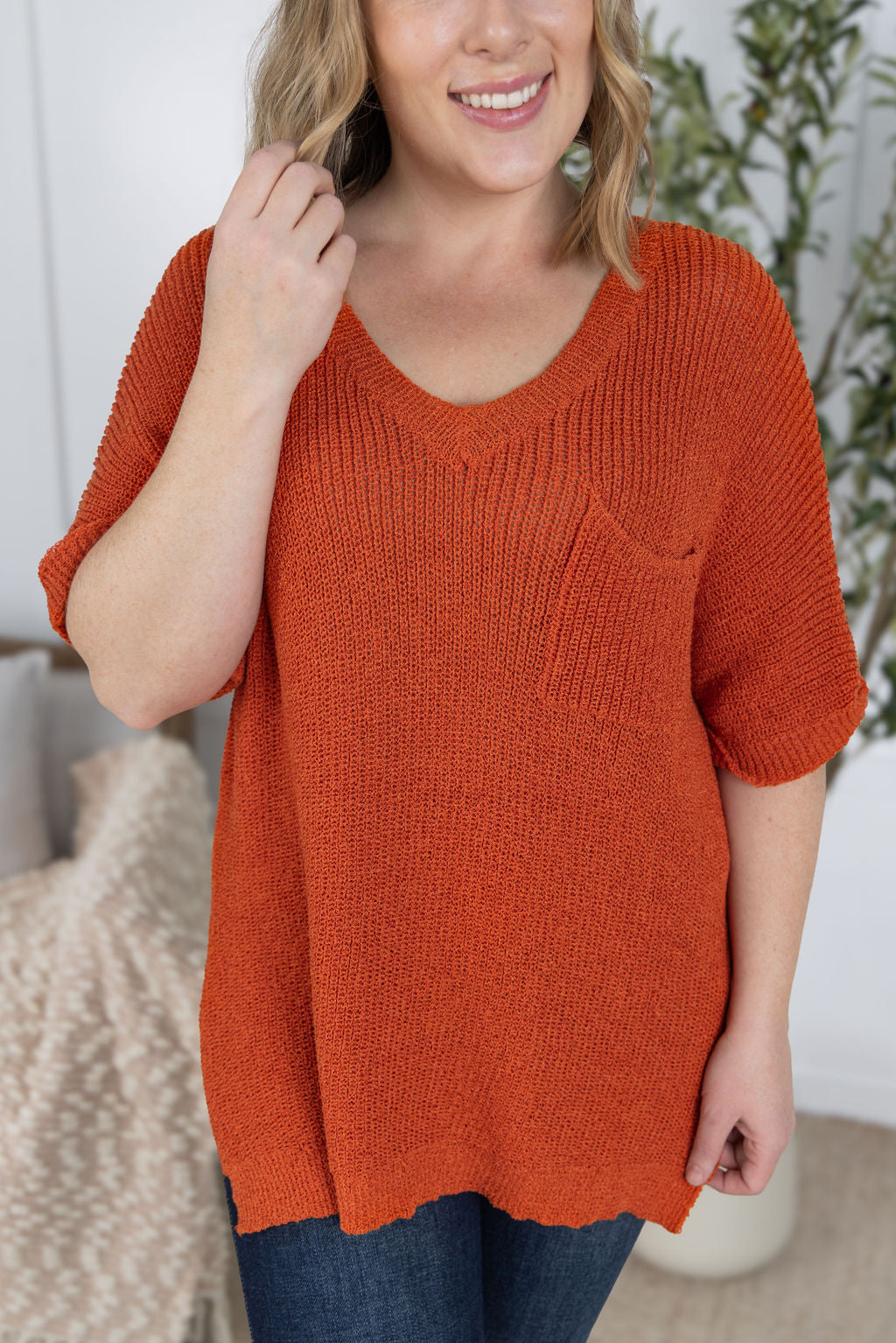 Michelle Mae - Annie Open Knit Top - Pumpkin