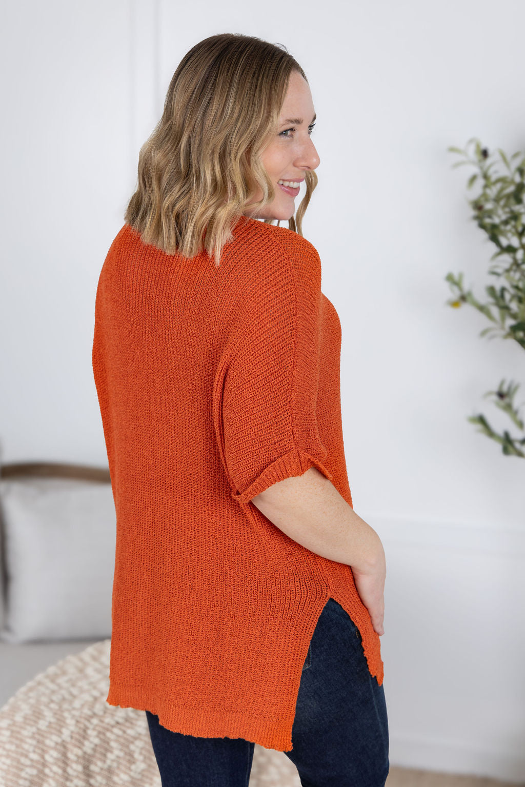 Michelle Mae - Annie Open Knit Top - Pumpkin