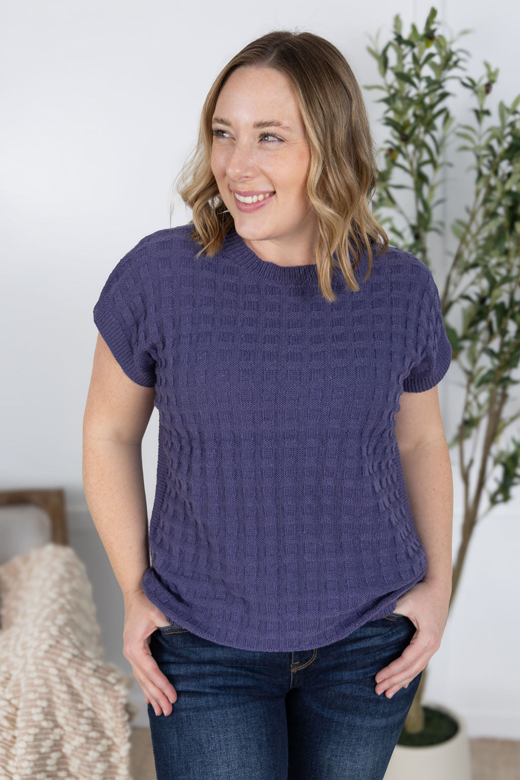 Michelle Mae Kelly Knitted Top - Slate Purple