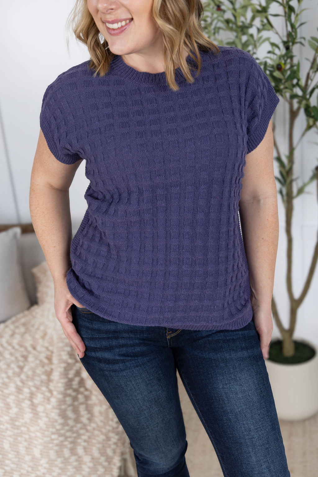 Michelle Mae Kelly Knitted Top - Slate Purple