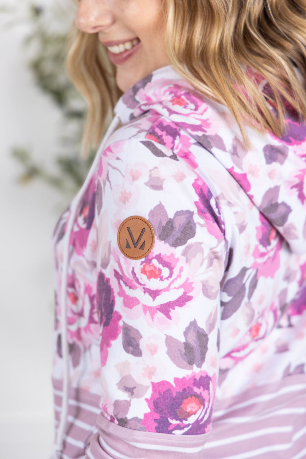 Michelle Mae Hailey Pullover Hoodie - Autumn Blossom and Stripes