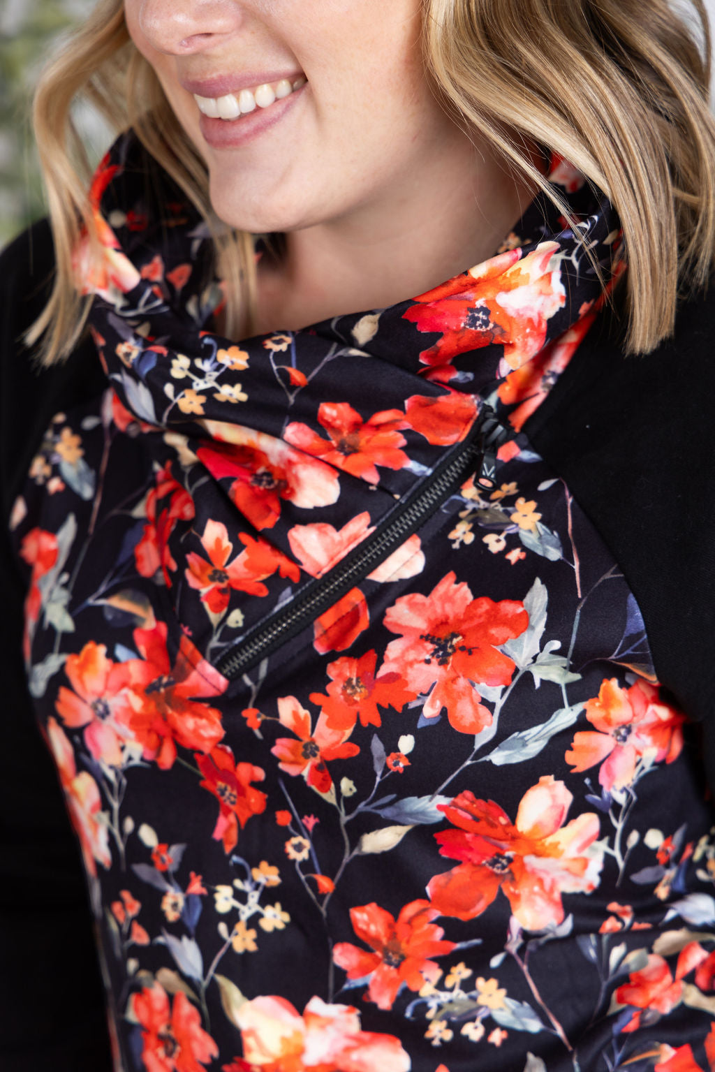 Michelle Mae Zoey ZipCowl Sweatshirt - Sunset Floral