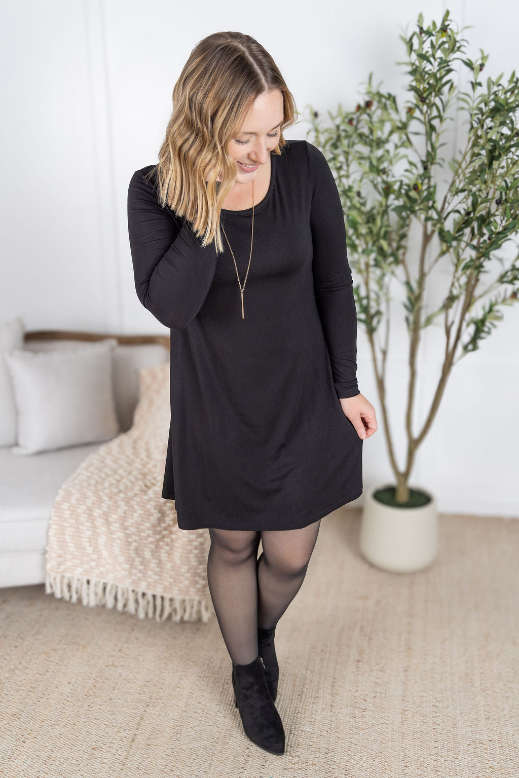 Michelle Mae Savannah Bamboo Swing Dress - Black
