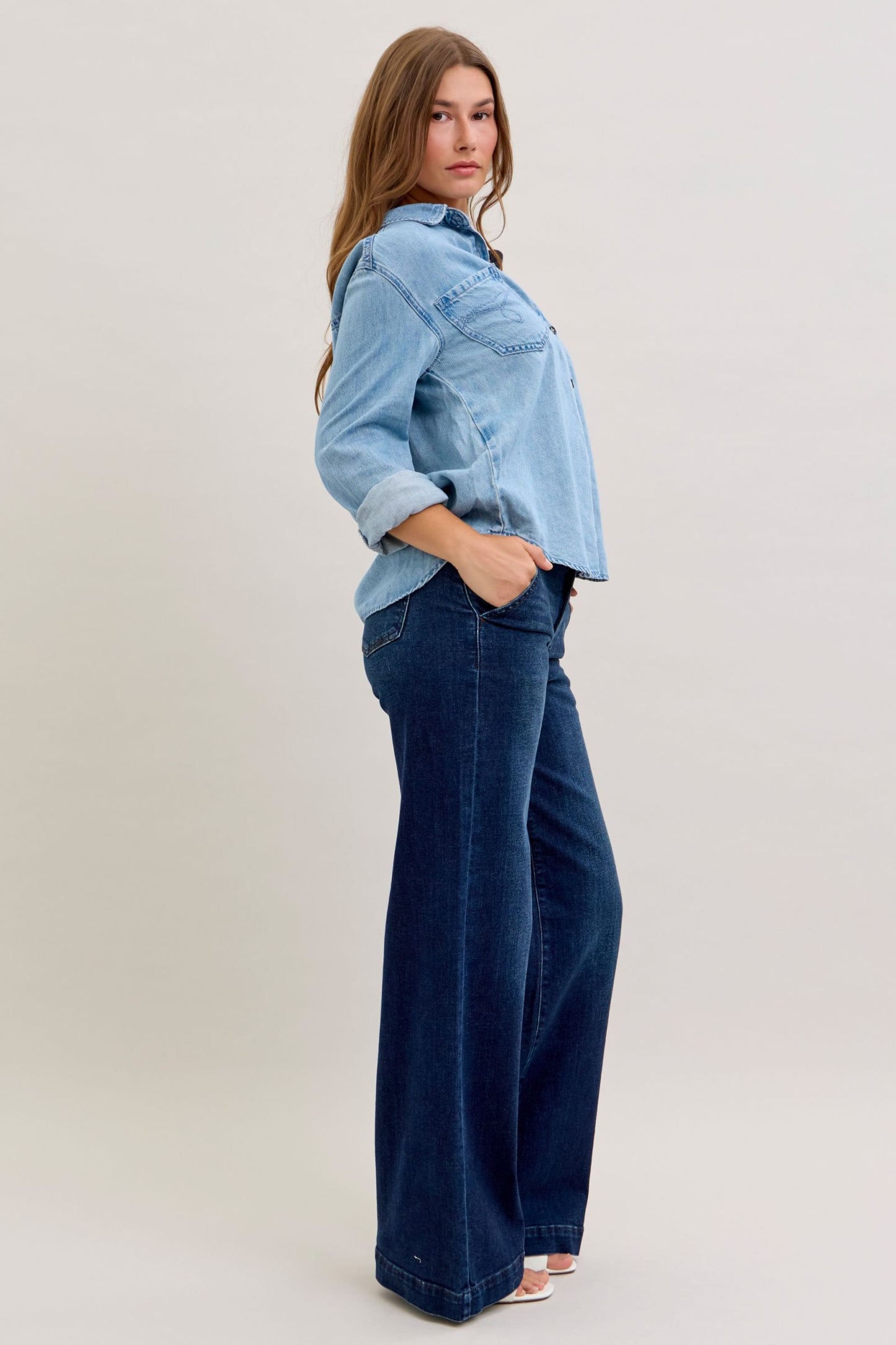 Judy Blue Essential Denim Button Down Shirt