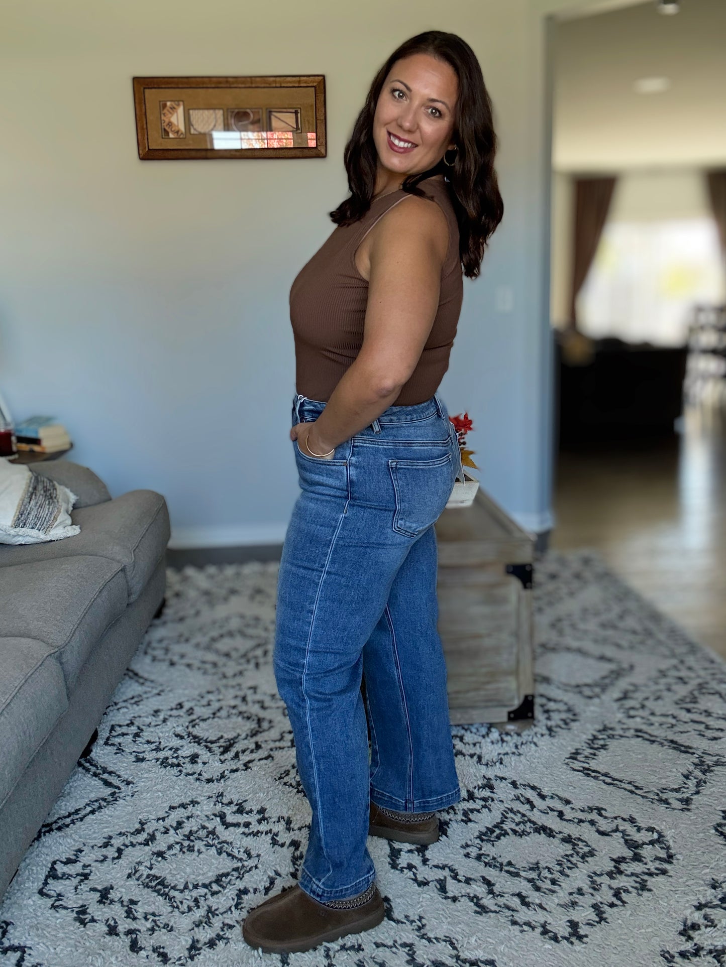 RISEN High Rise Tapered Cropped Boyfriend Jeans