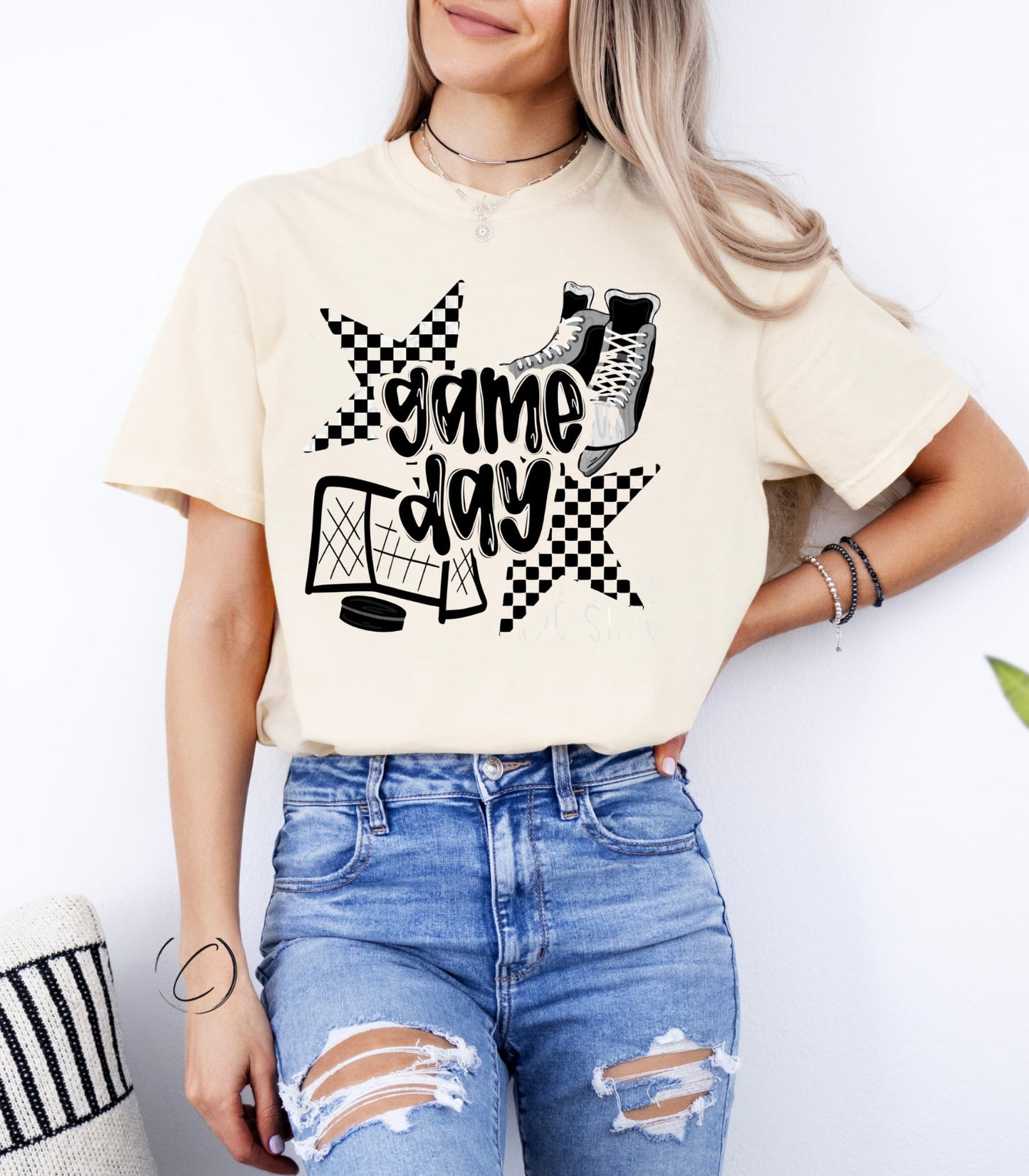 PREORDER: Game Day Hockey Checkered Star Graphic Tee