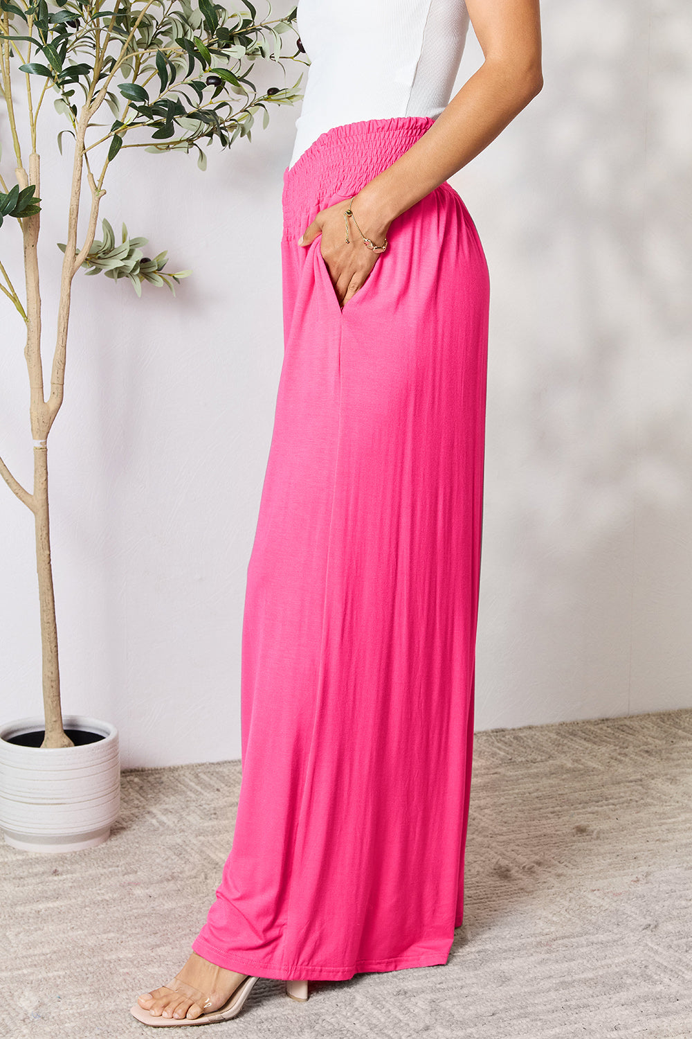 Smocked Waist Wide Leg Pants in 5 Colors