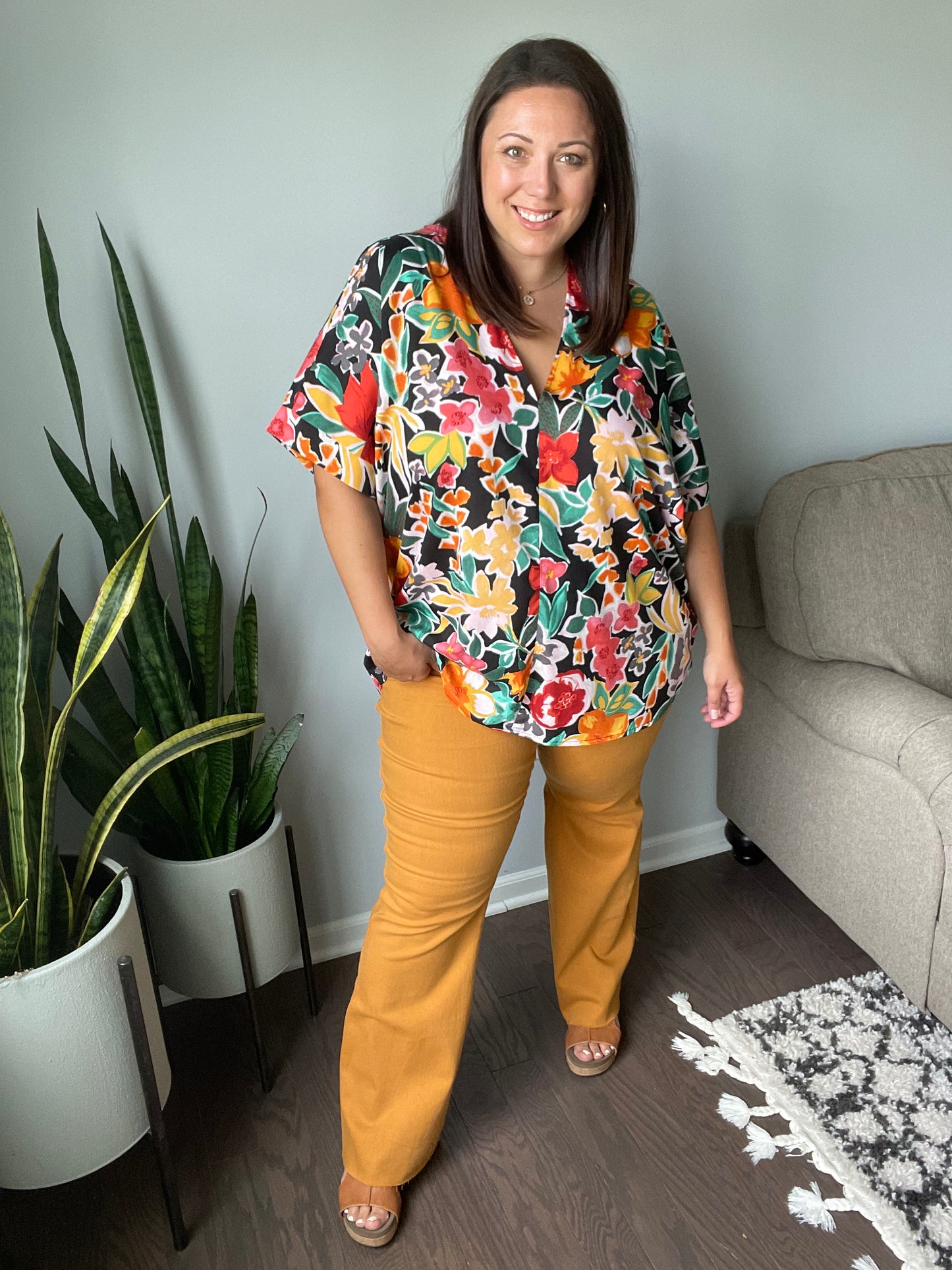 Melinda High Rise Control Top Flare Jeans in Dark Marigold