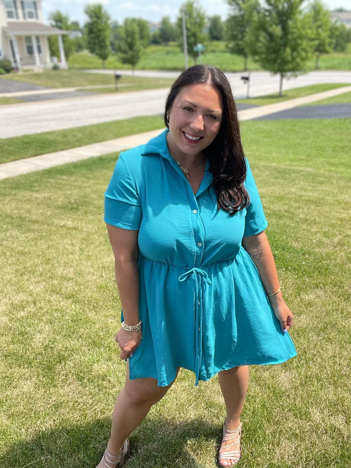 Shirt Dress Short Sleeve Romper in Multiple Colors
