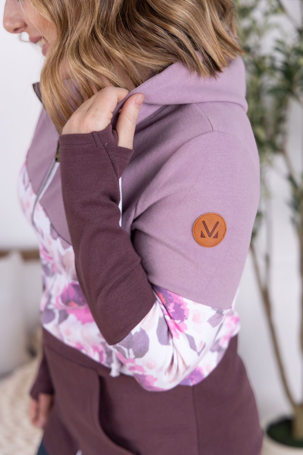 Michelle Mae Colorblock Fullzip - Purple, Autumn Blossom, and Plum