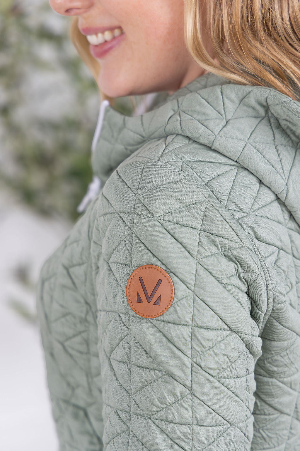 Michelle Mae Geometric Fullzip Hoodie - Sage