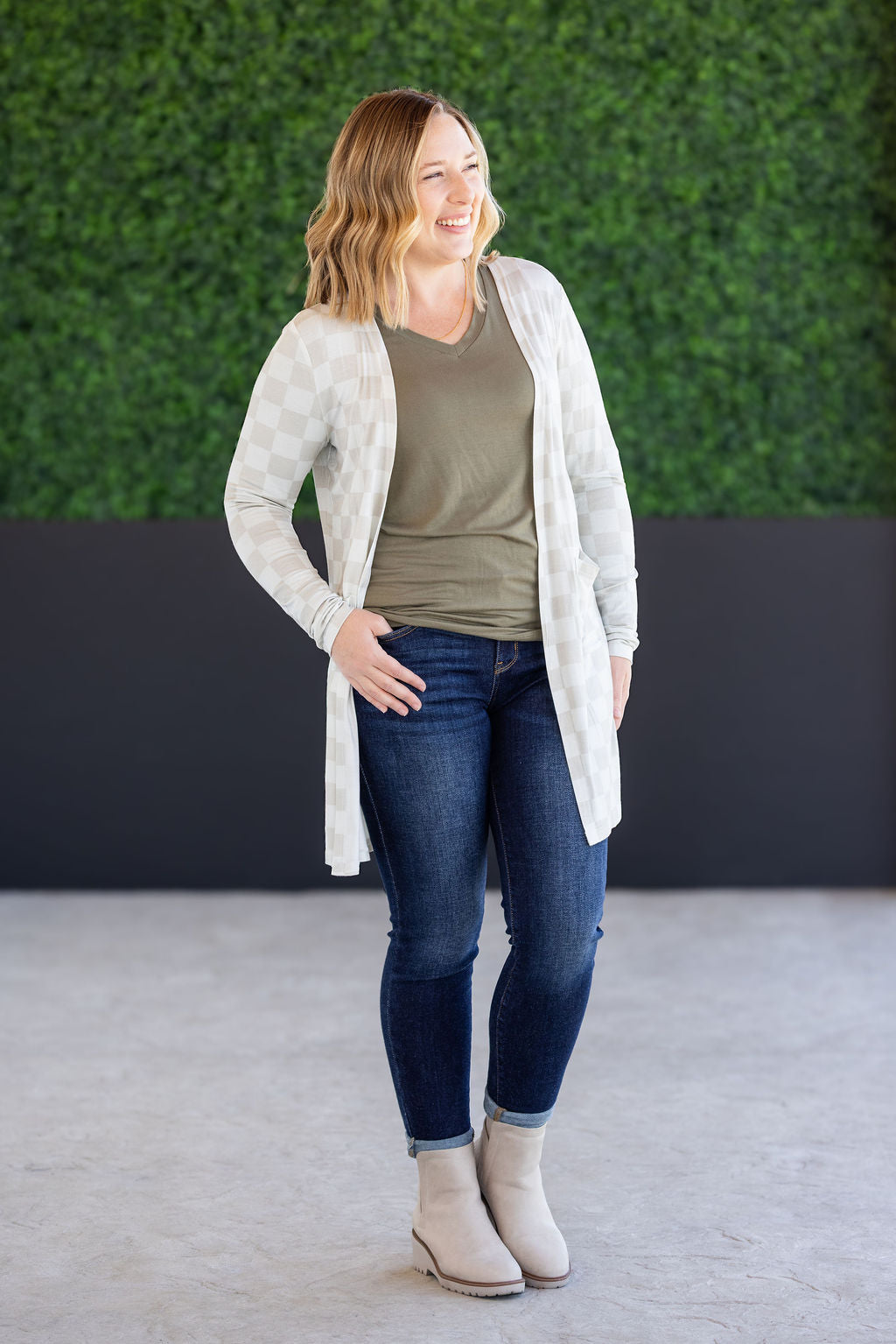 IN STOCK Classic Cardigan - Neutral Checkers
