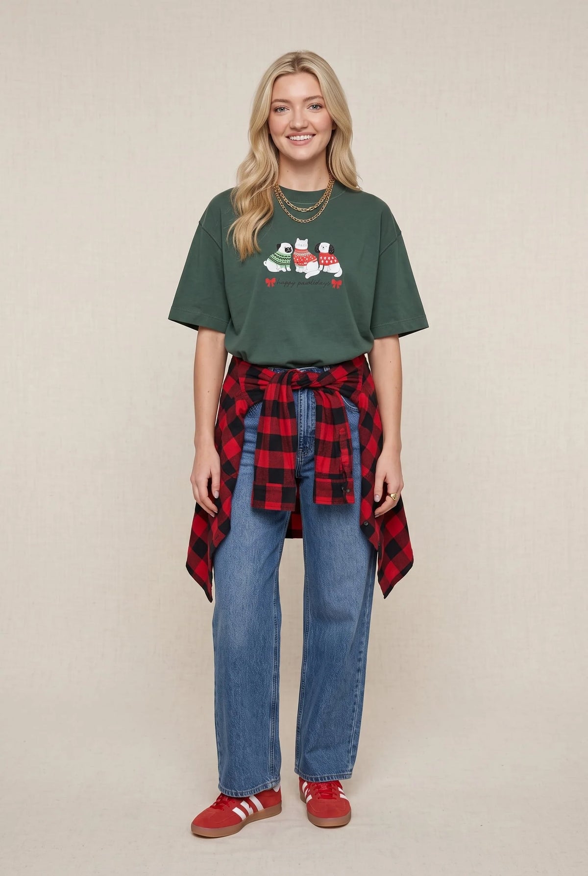 PREORDER Happy Pawlidays Green Vintage Boxy Tee
