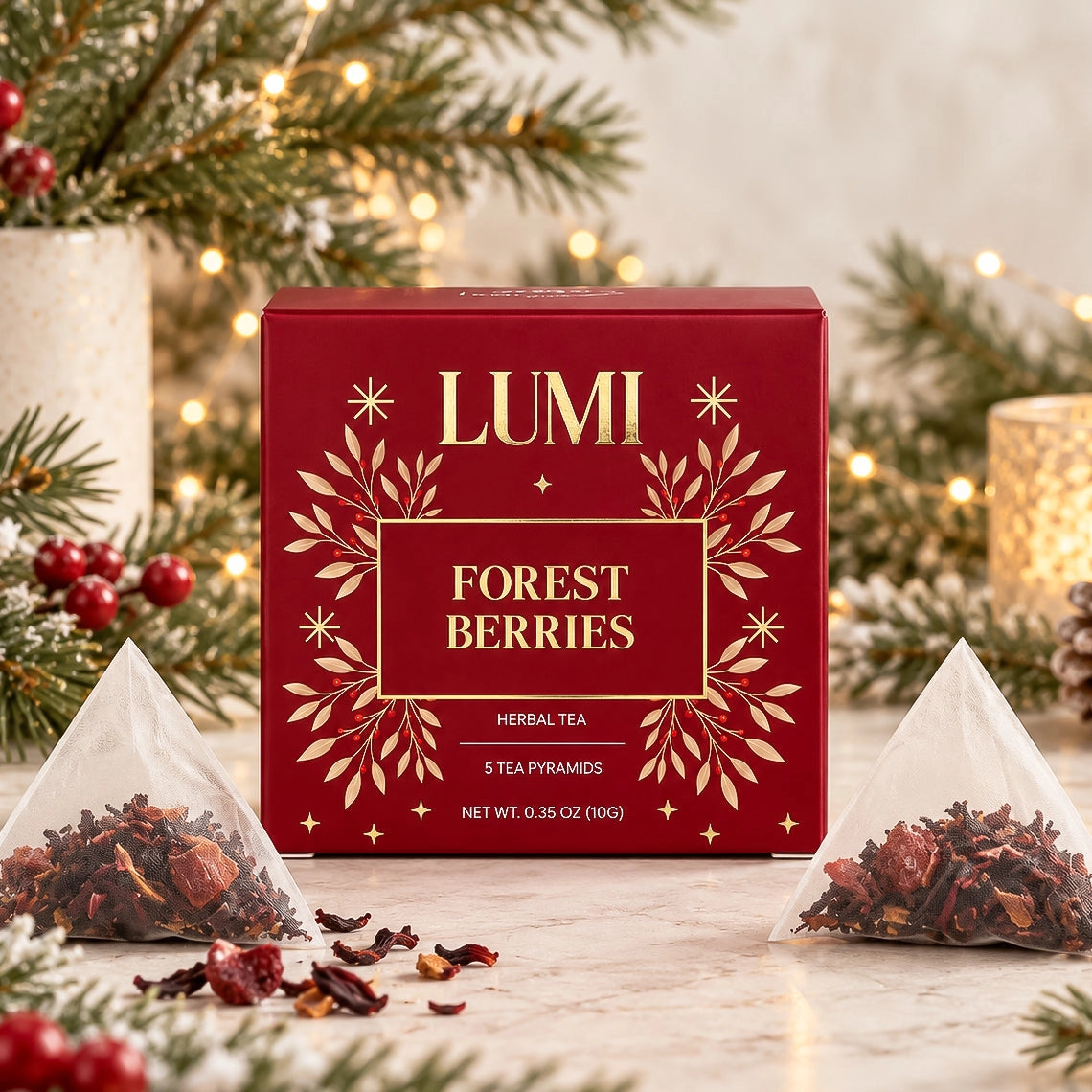 PREORDER Lumi Holiday Forest Berries Herbal Tea - 5 Premium Tea Bags