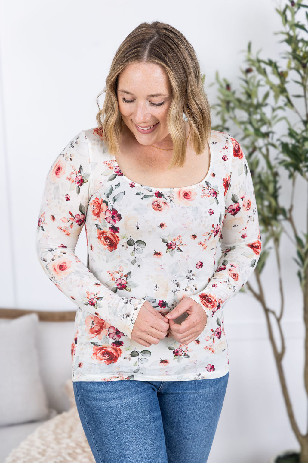 IN STOCK Alyssa Long Sleeve Top - Pink Bloom