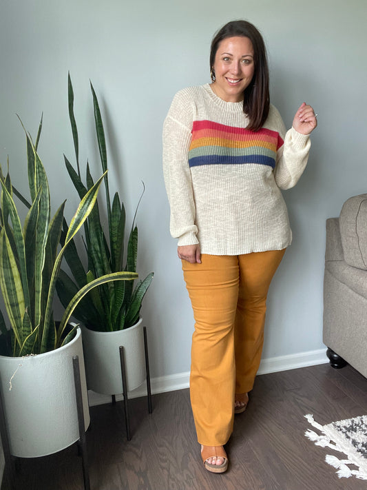 Melinda High Rise Control Top Flare Jeans in Dark Marigold