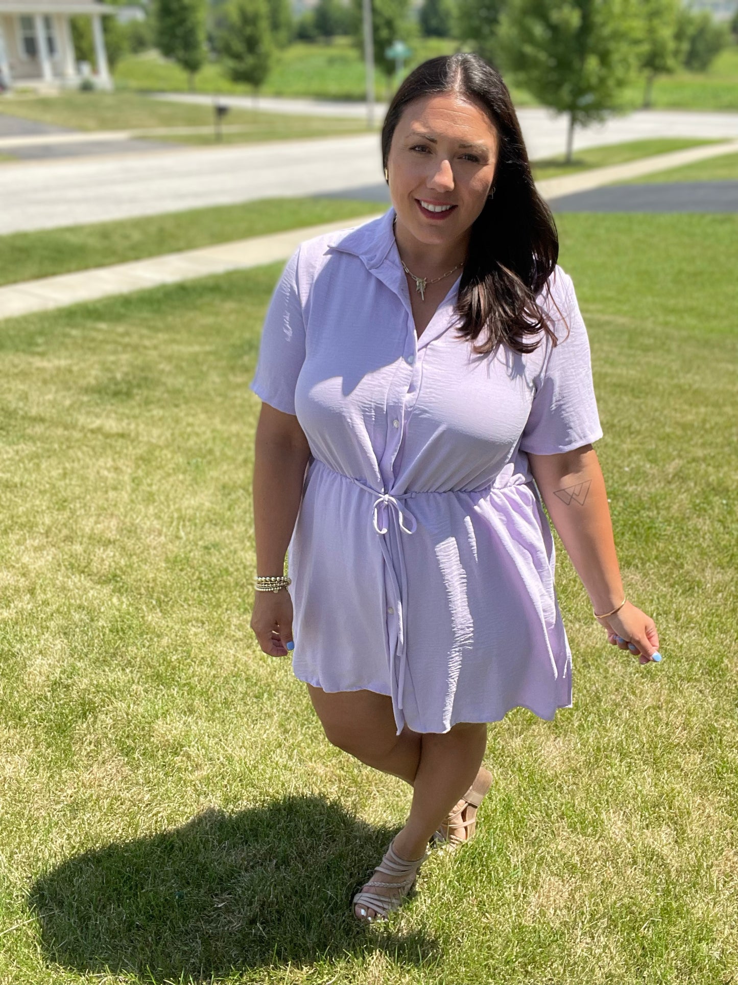 Shirt Dress Short Sleeve Romper in Multiple Colors