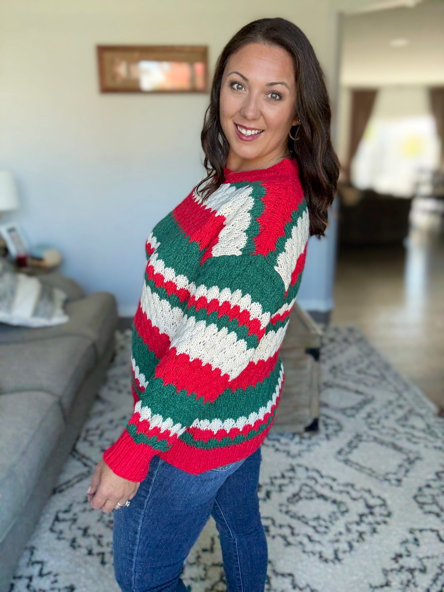 Michelle Mae Christmas Stripes Sweater