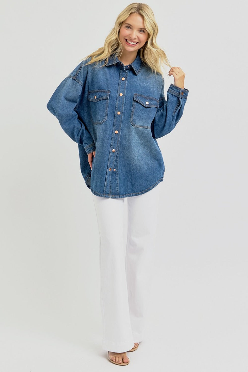 RISEN Dark Wash Denim Shacket